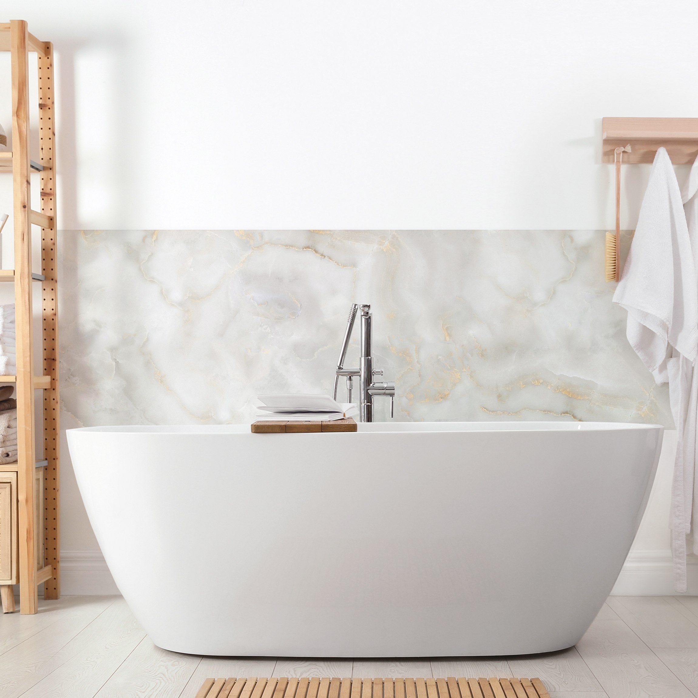 Wandverkleidung Bad Onyx Marmor mit Gold