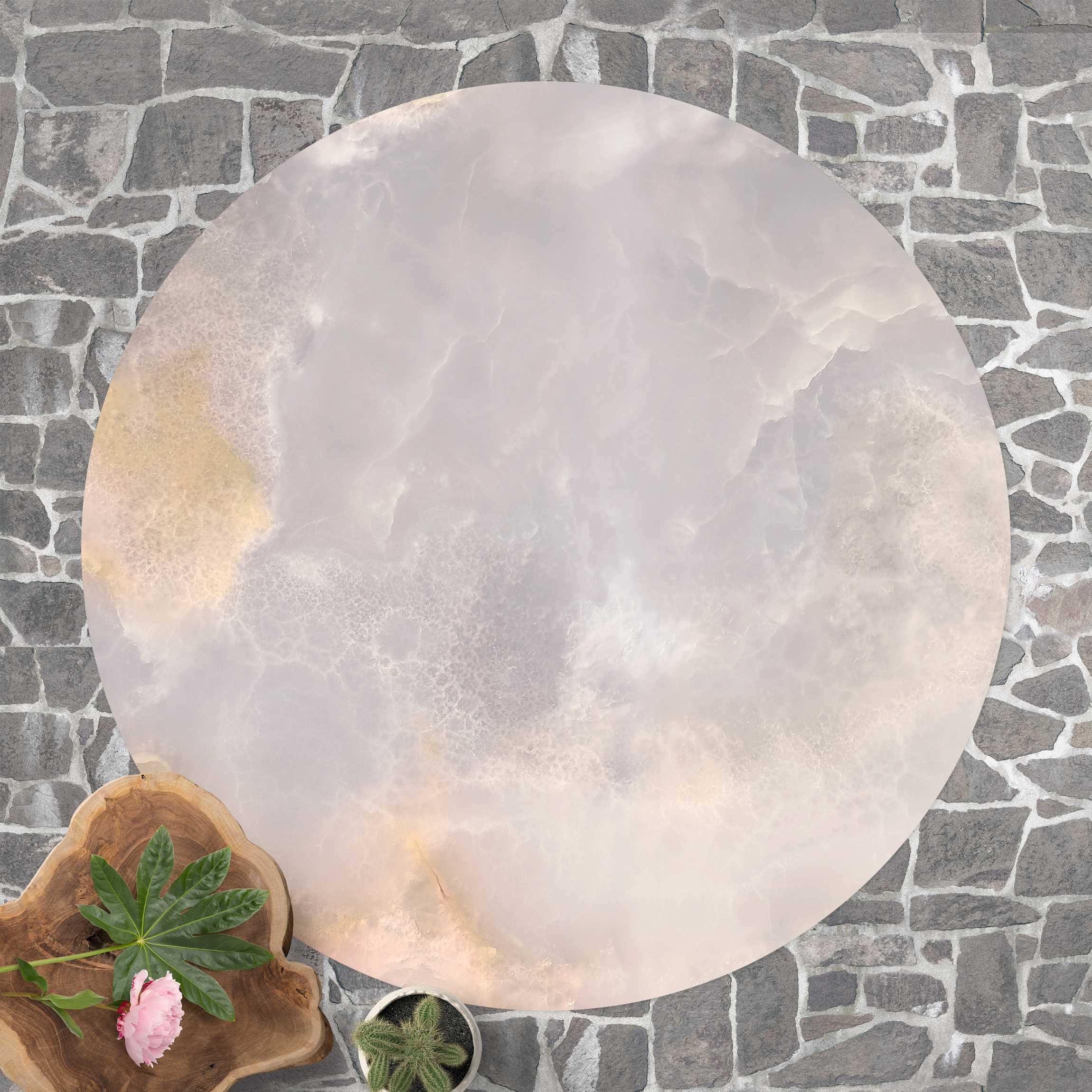 Runder Vinyl-Teppich Onyx Marmor
