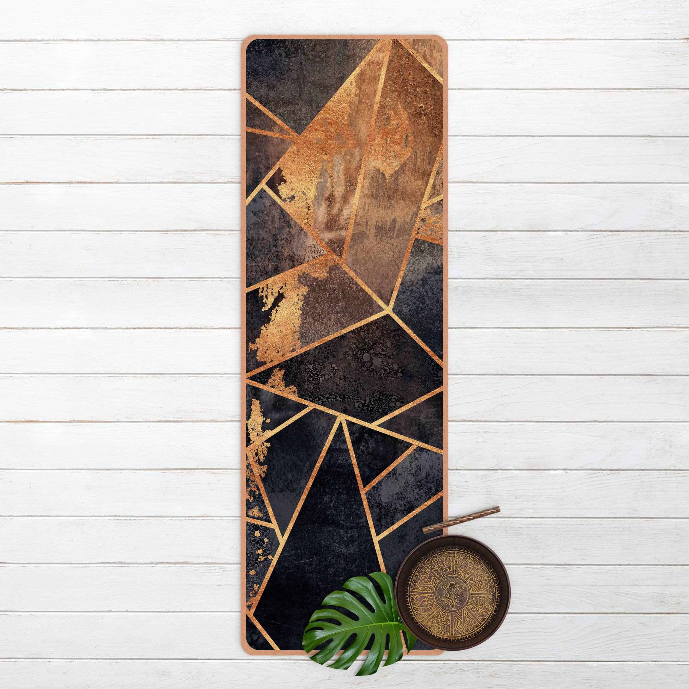 Yogamatte Kork Onyx mit Gold