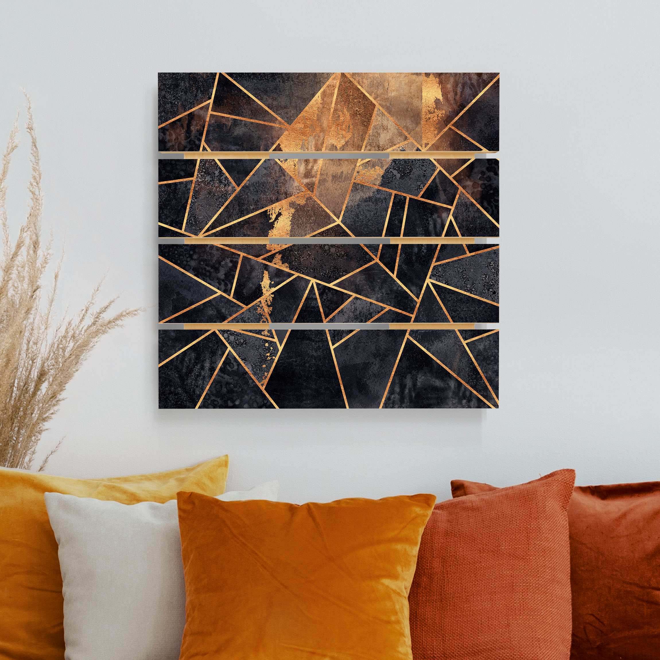 Holzbild Plankenoptik Onyx mit Gold