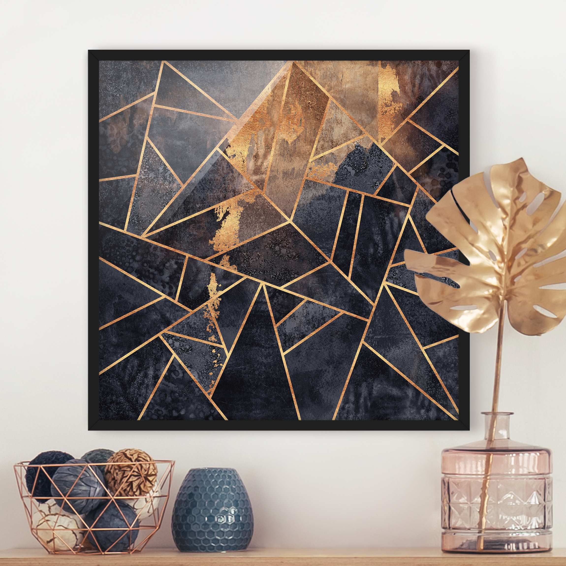 Bild mit Rahmen Onyx mit Gold