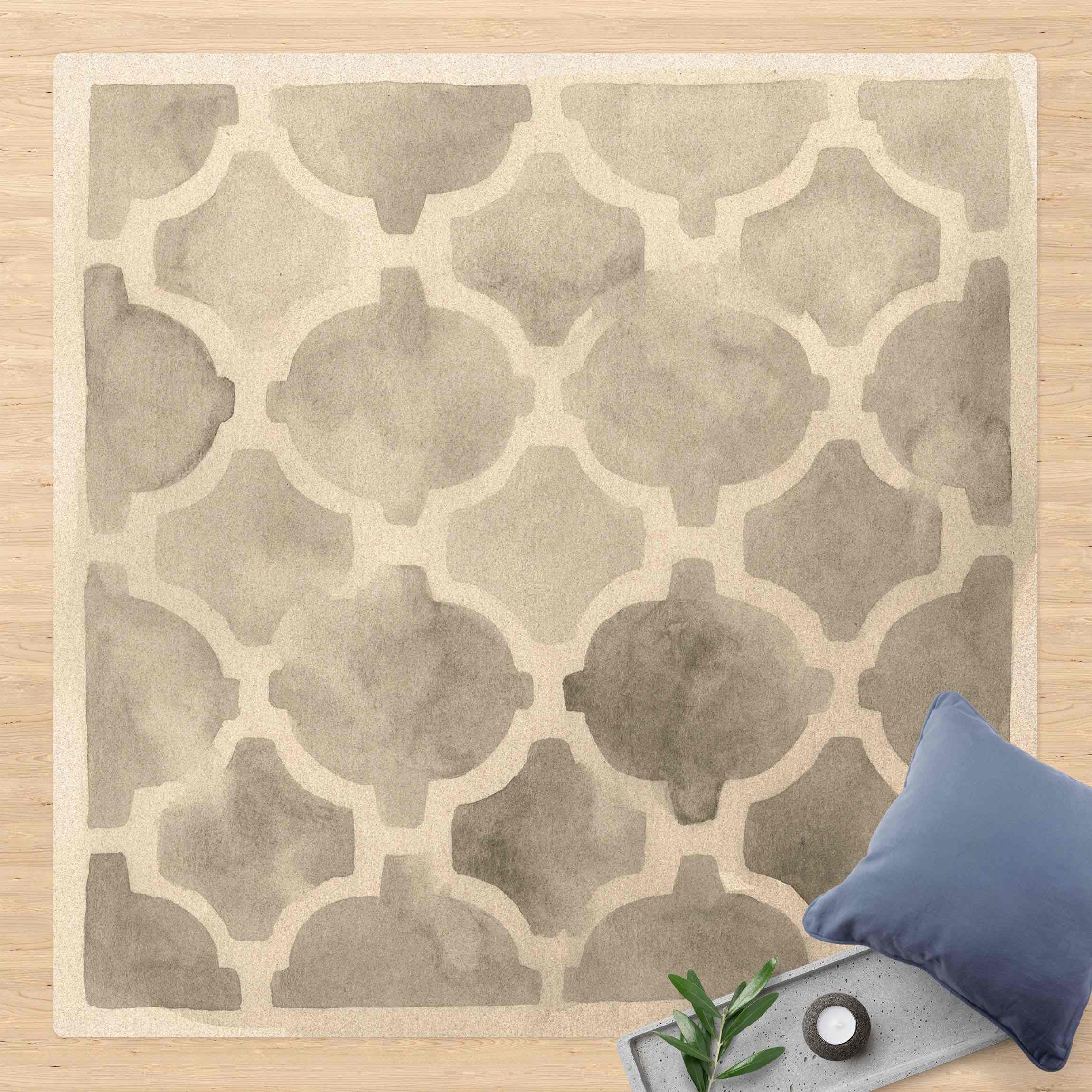 Kork-Teppich Orientalische Aquarellellipse