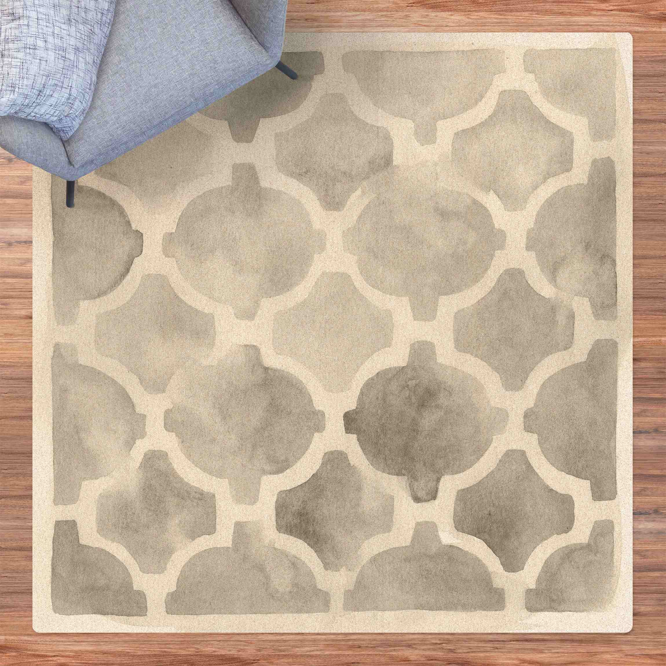 Kork-Teppich Orientalische Aquarellellipse