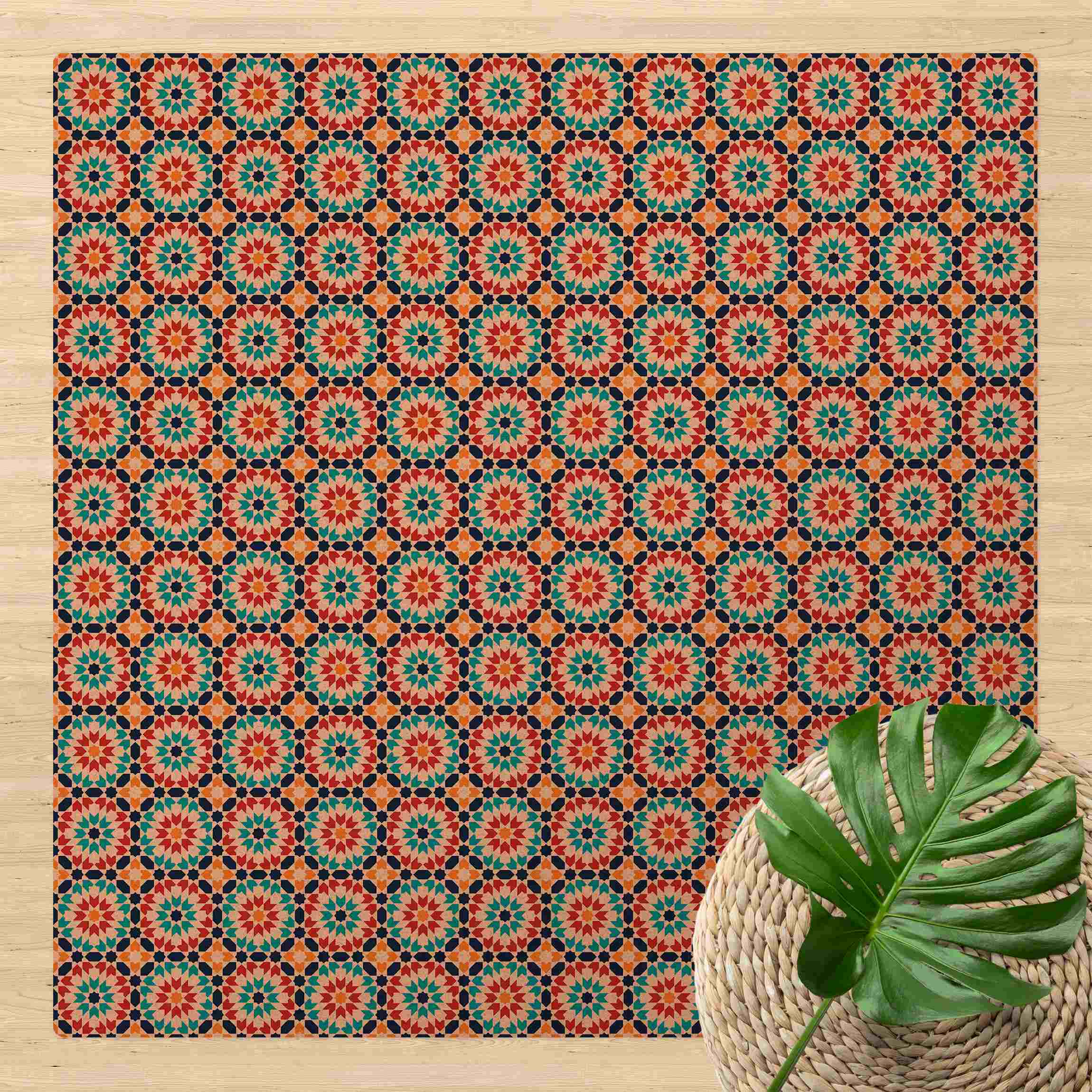 Kork-Teppich Orientalisches Muster mit bunten Blüten
