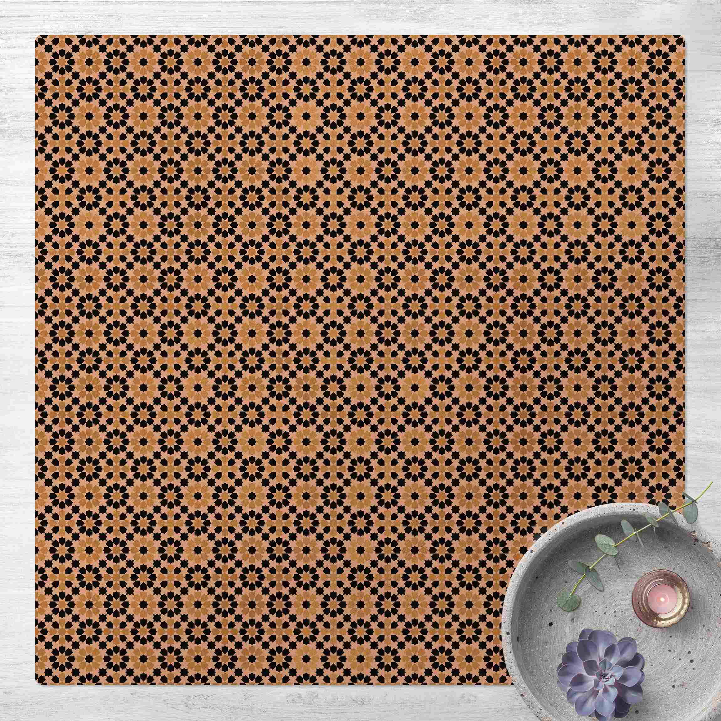 Kork-Teppich Orientalisches Muster mit goldenen Blüten
