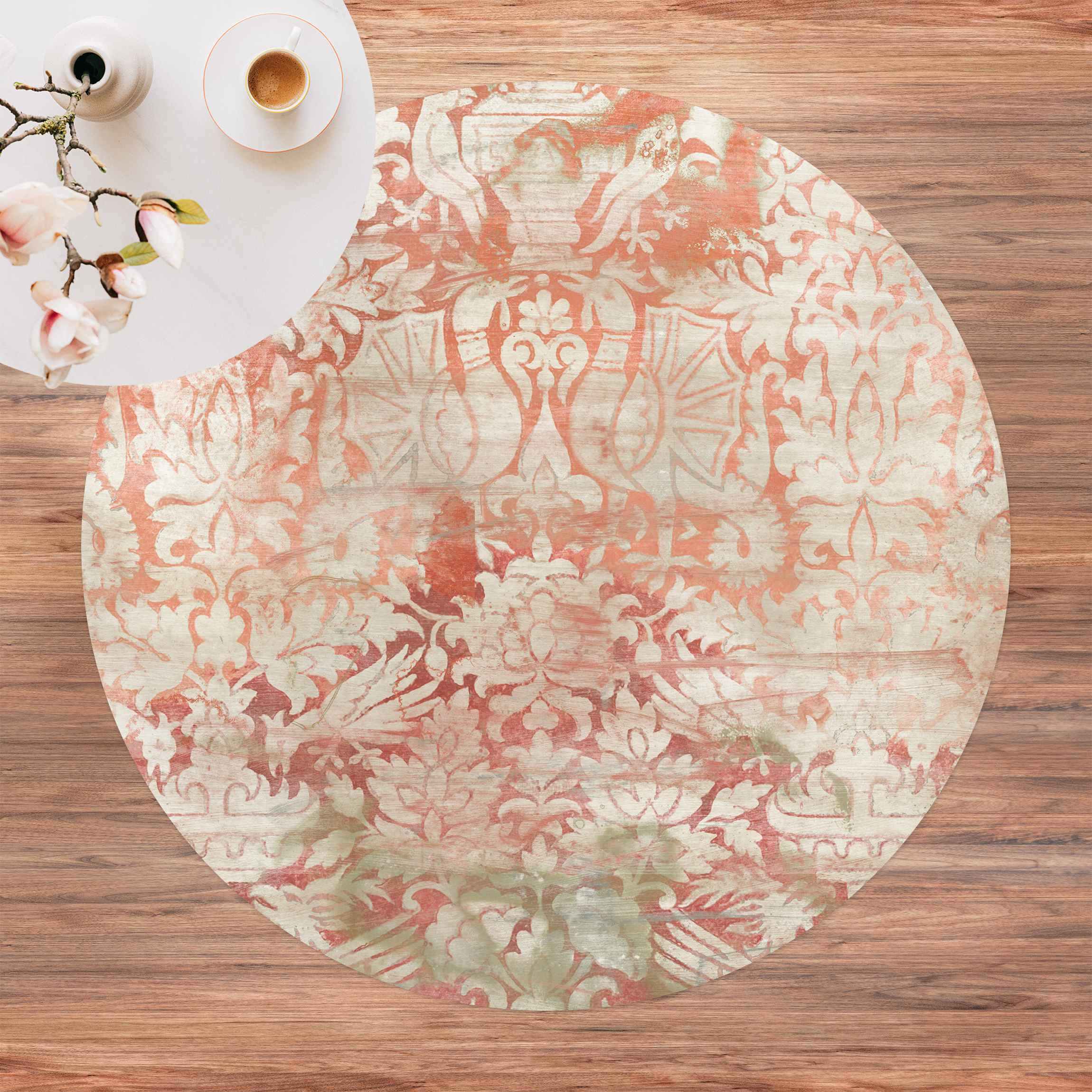 Runder Vinyl-Teppich Ornamentgewebe II