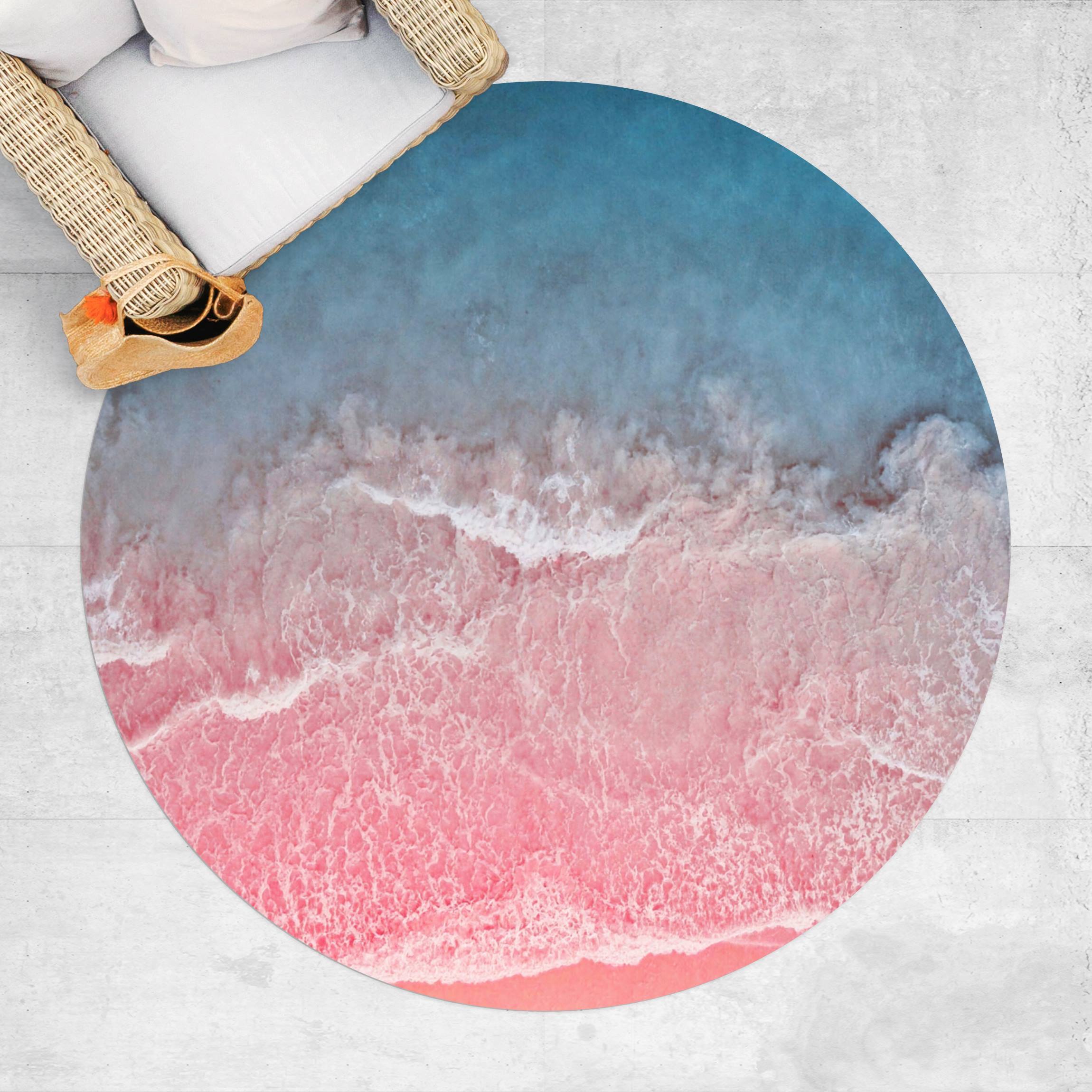 Runder Vinyl-Teppich Ozean in Pink