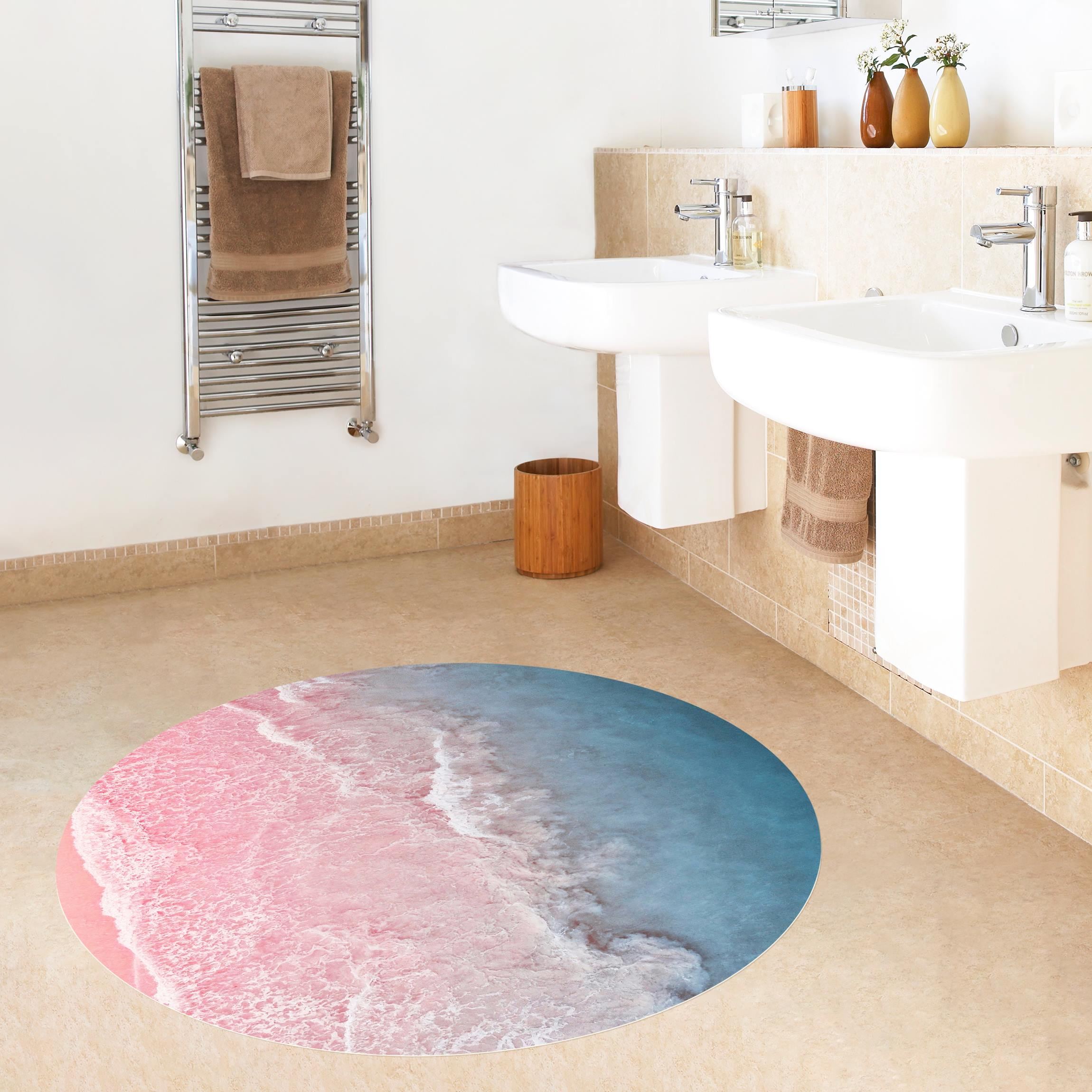 Runder Vinyl-Teppich Ozean in Pink