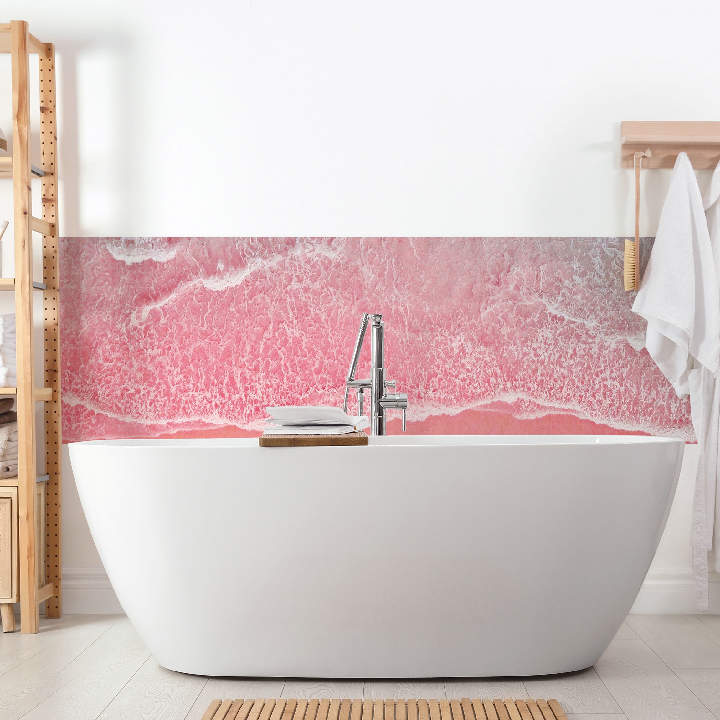 Wandverkleidung Bad Ozean in Pink