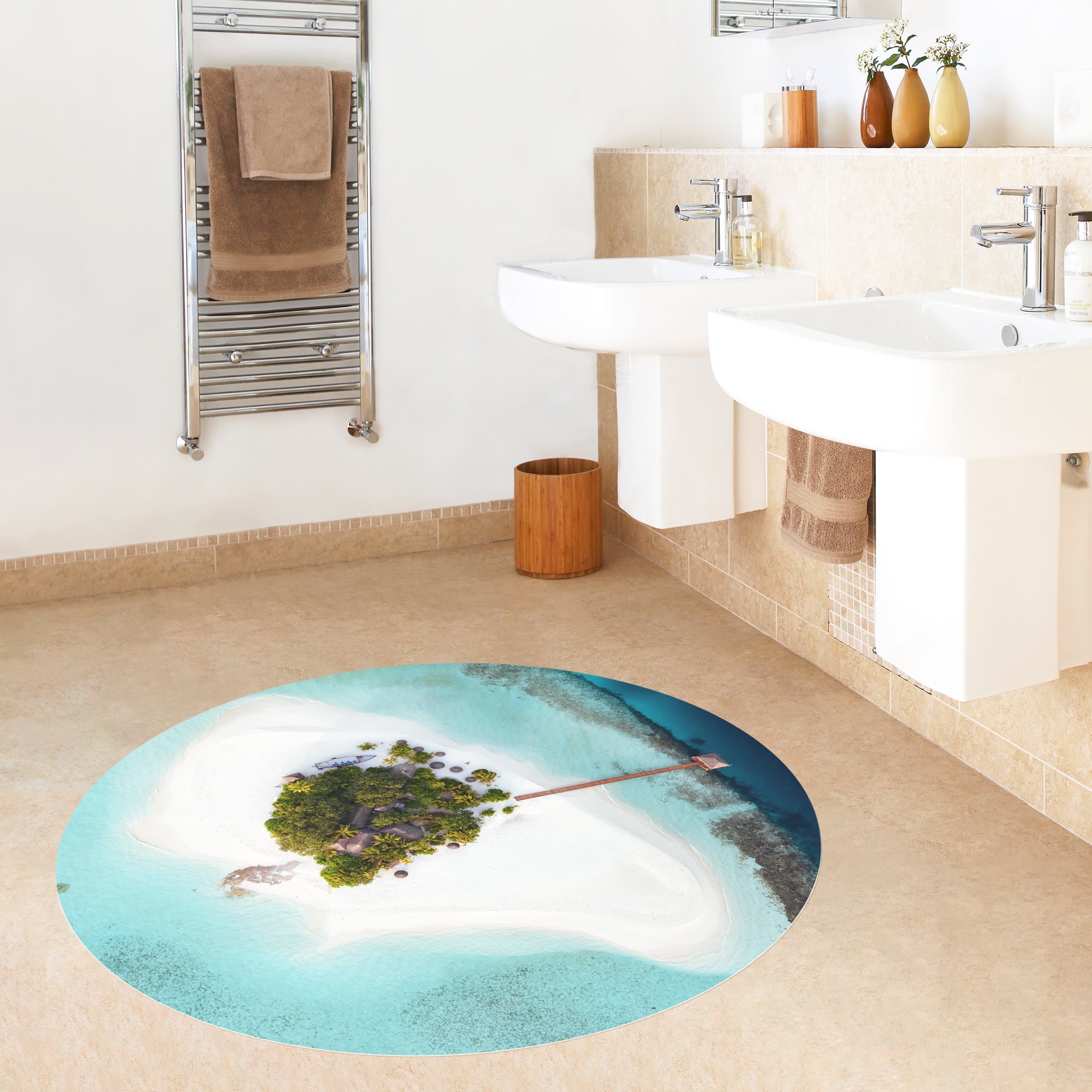 Runder Vinyl-Teppich Ozeanparadies Malediven
