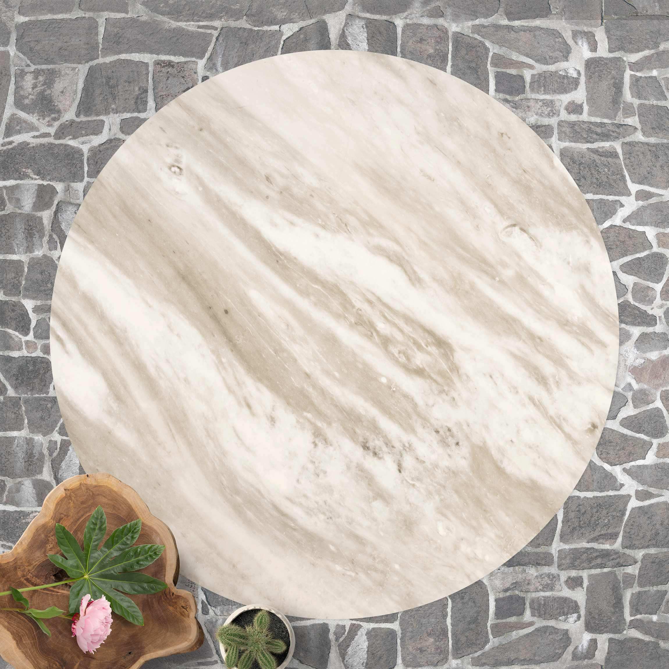 Runder Vinyl-Teppich Palissandro Marmor Beige