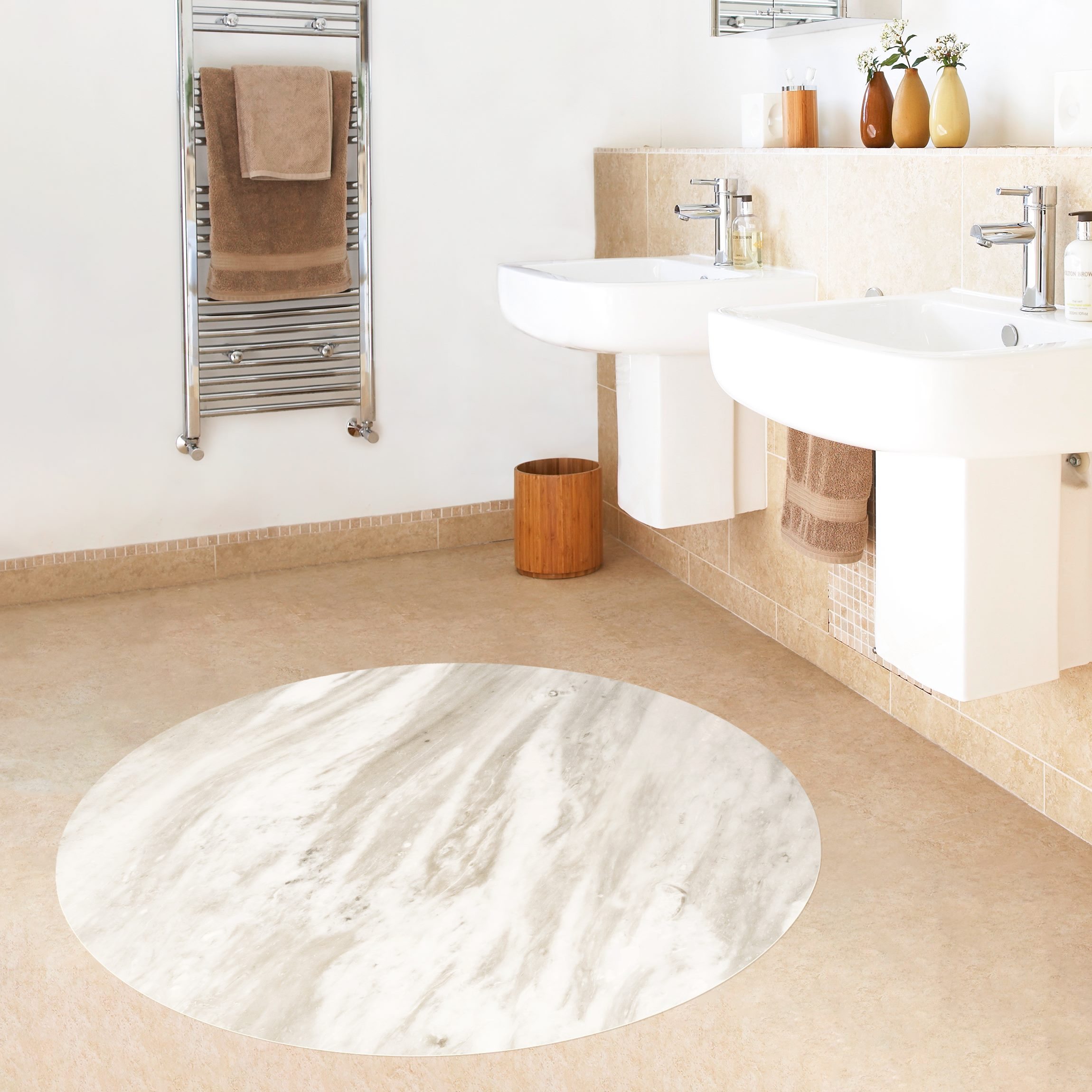 Runder Vinyl-Teppich Palissandro Marmor Beige