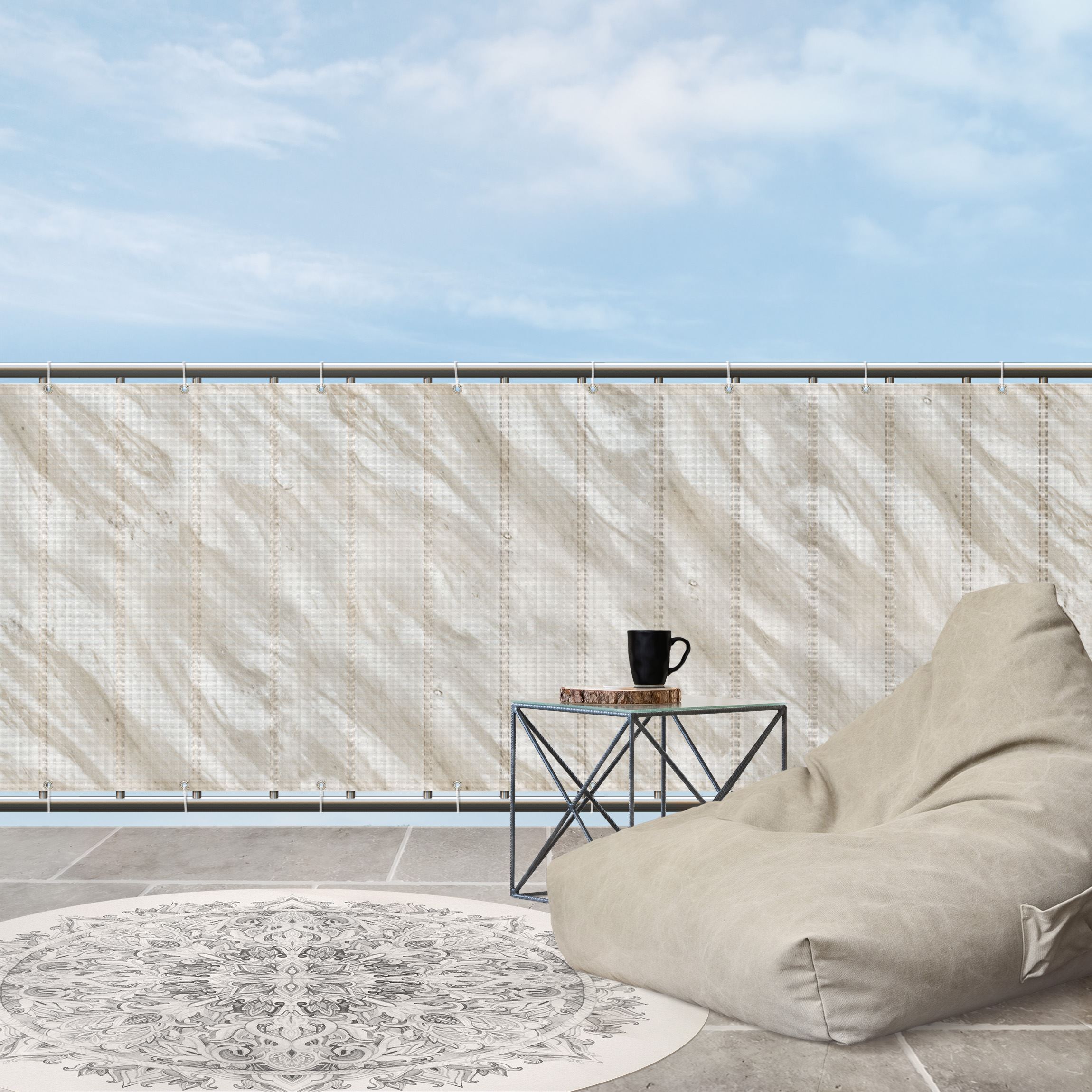 Balkon Sichtschutz Palissandro Marmor Beige