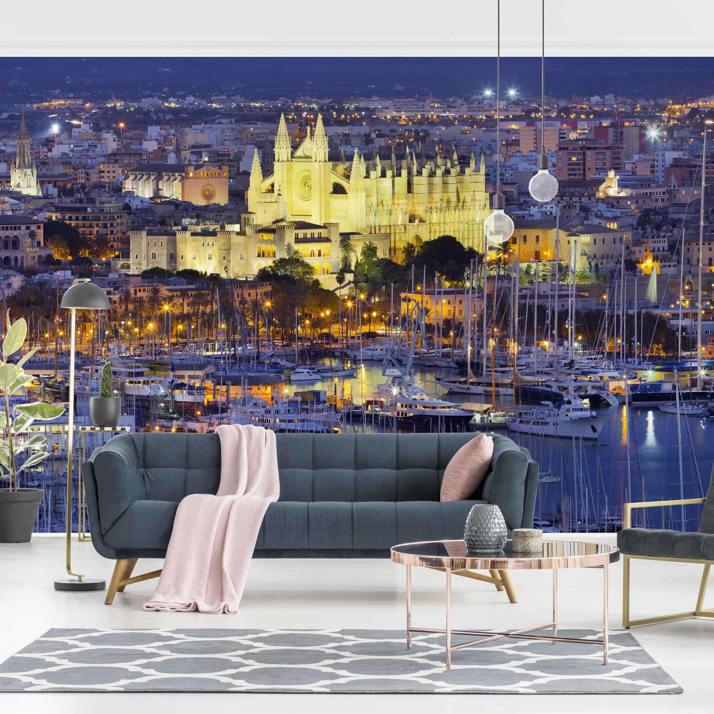 Fototapete Palma de Mallorca City Skyline und Hafen