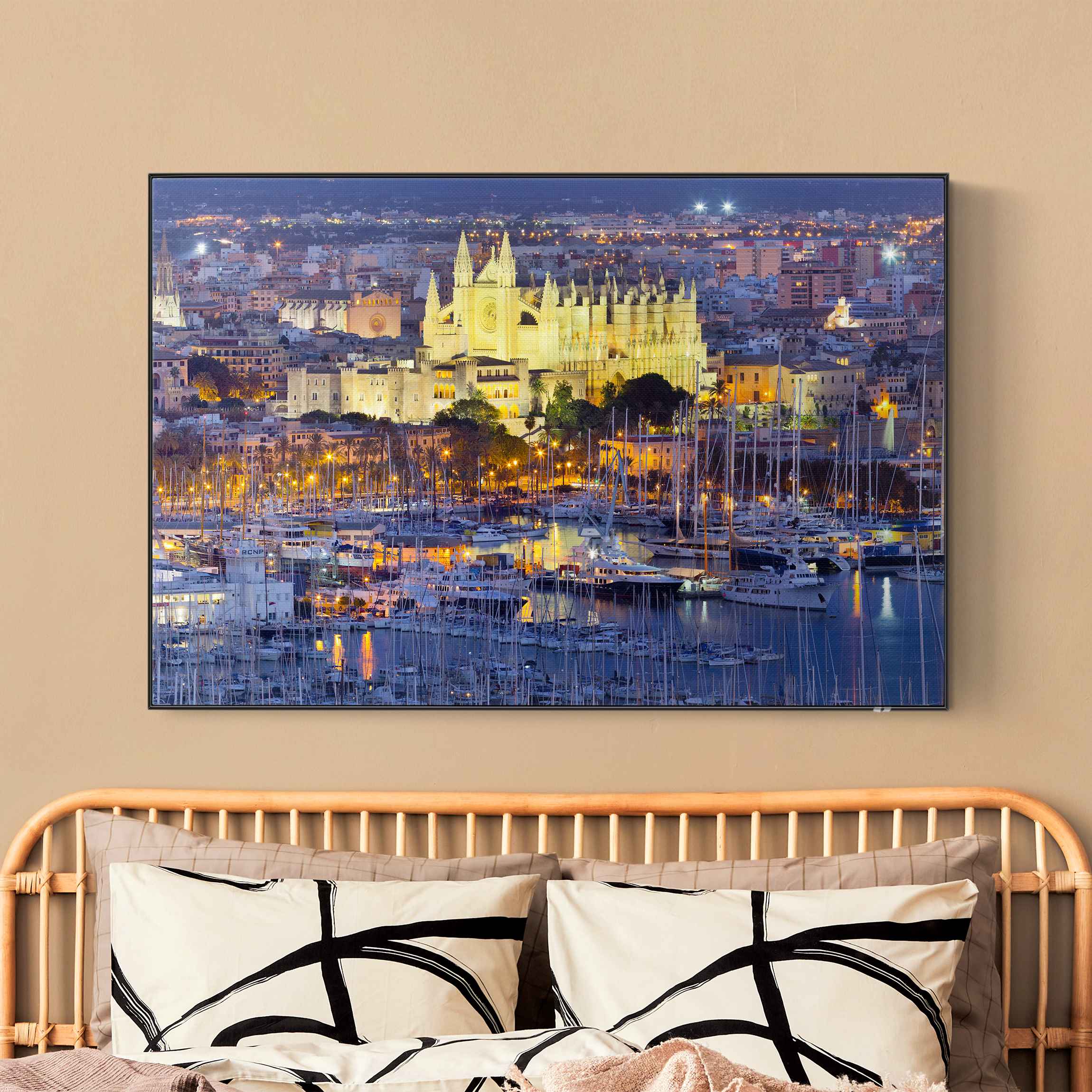 Akustik-Wechselbild Palma de Mallorca City Skyline und Hafen