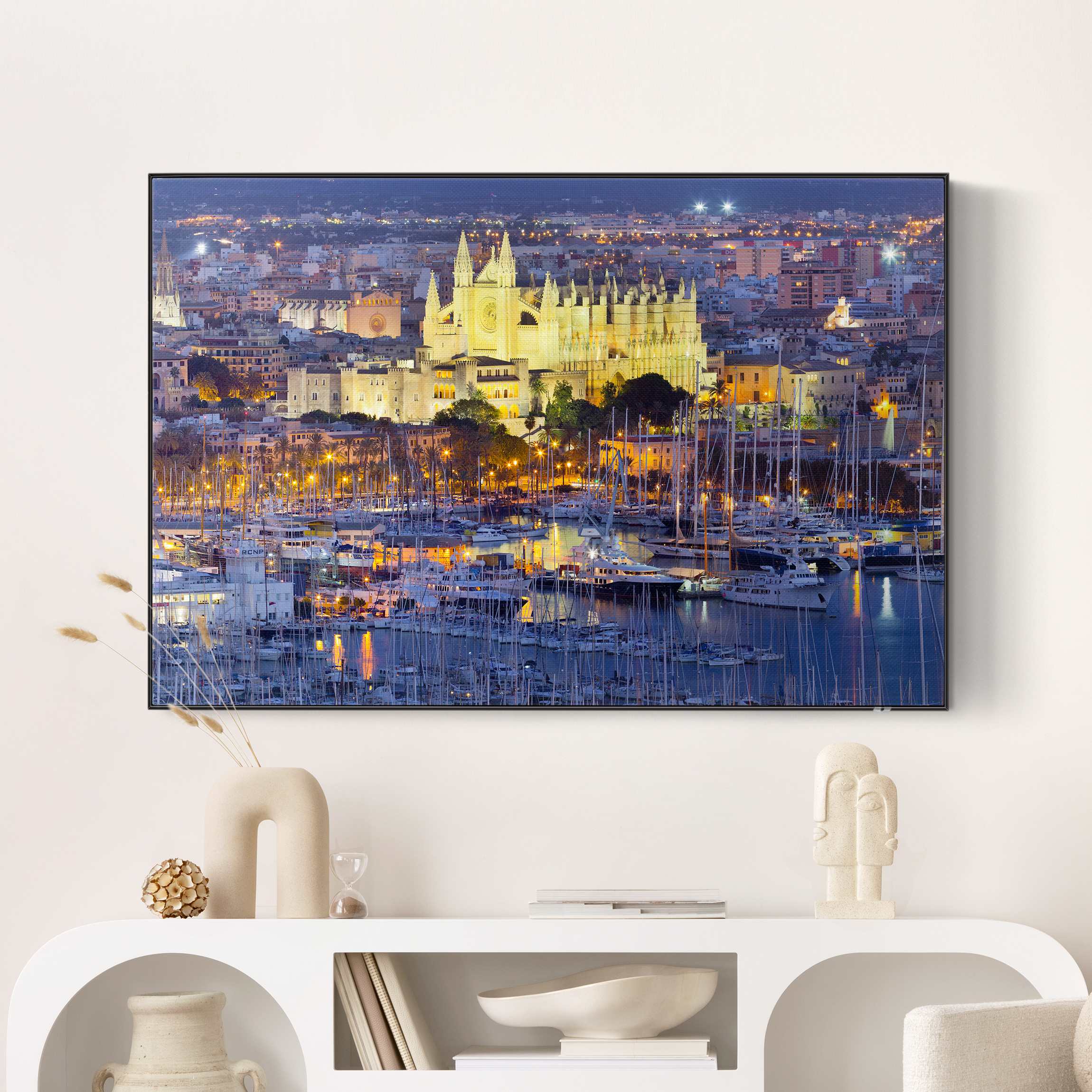 Akustik-Wechselbild Palma de Mallorca City Skyline und Hafen
