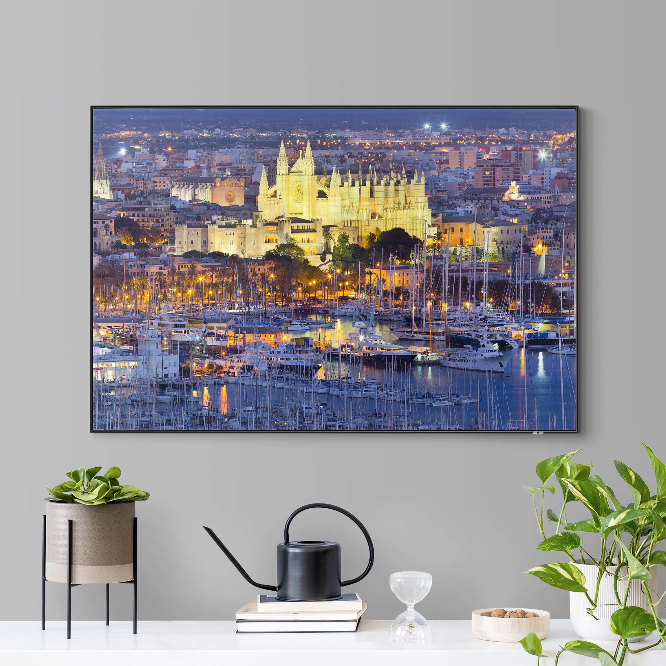 Wechselbild Palma de Mallorca City Skyline und Hafen
