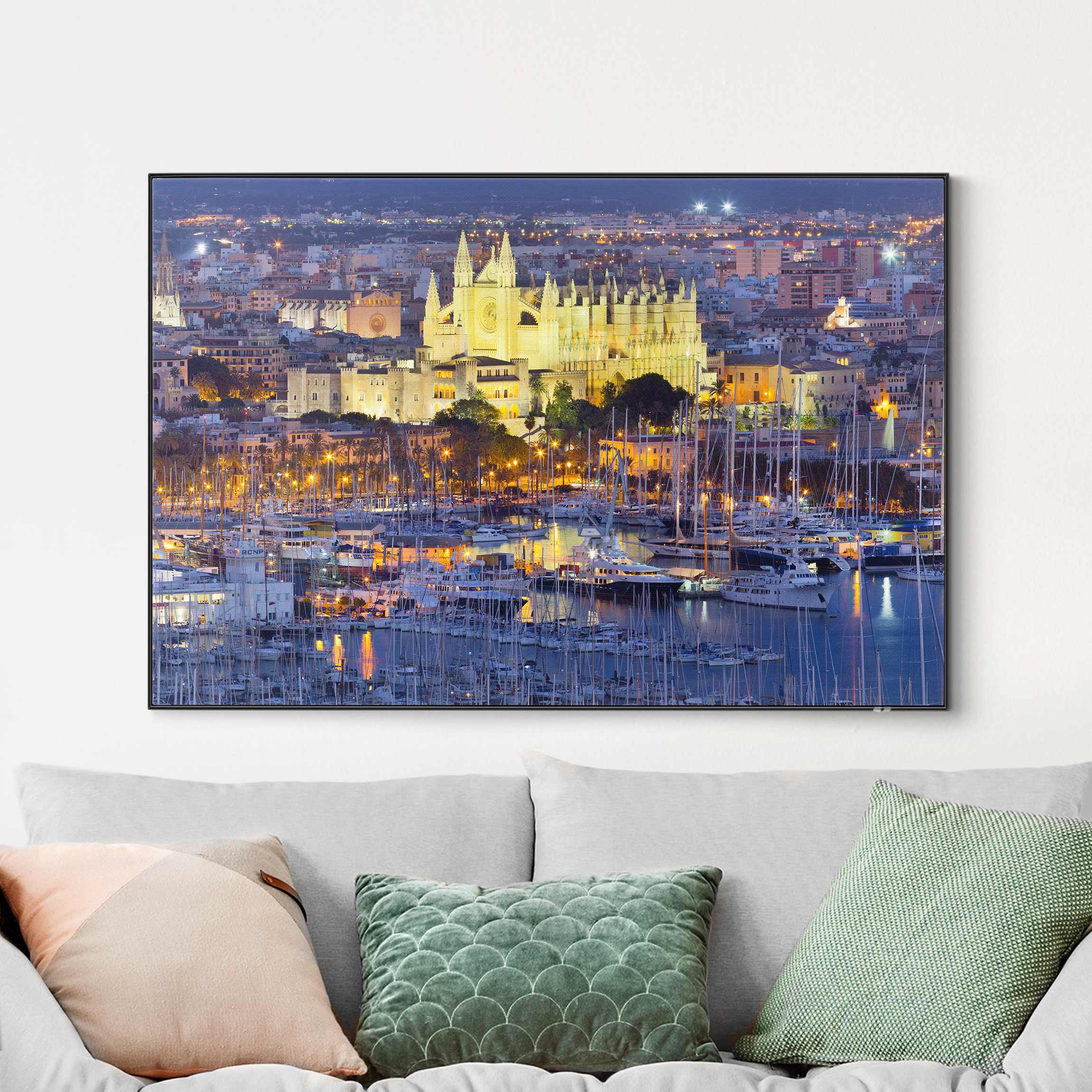 Wechselbild Palma de Mallorca City Skyline und Hafen