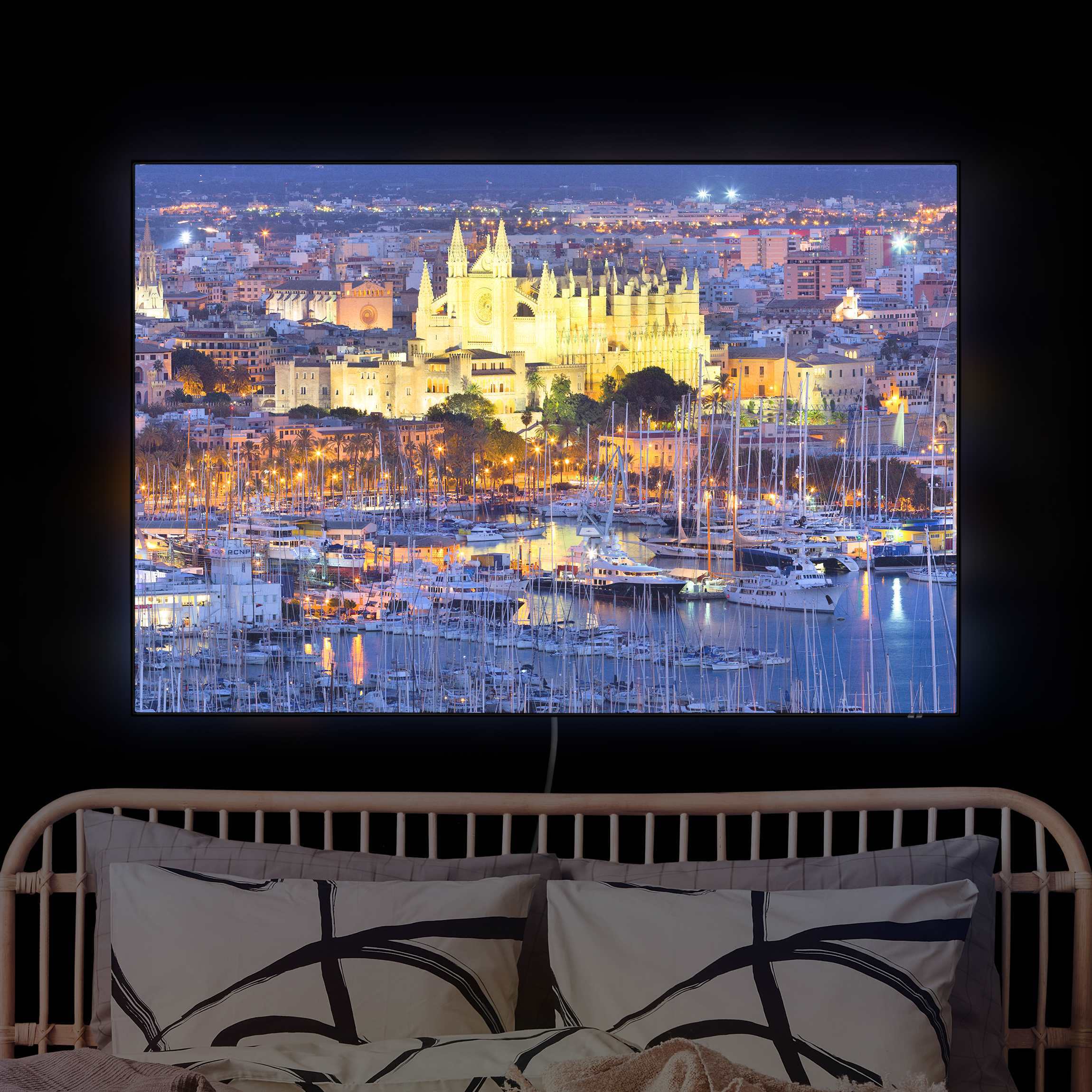 LED-Wechselbild Palma de Mallorca City Skyline und Hafen