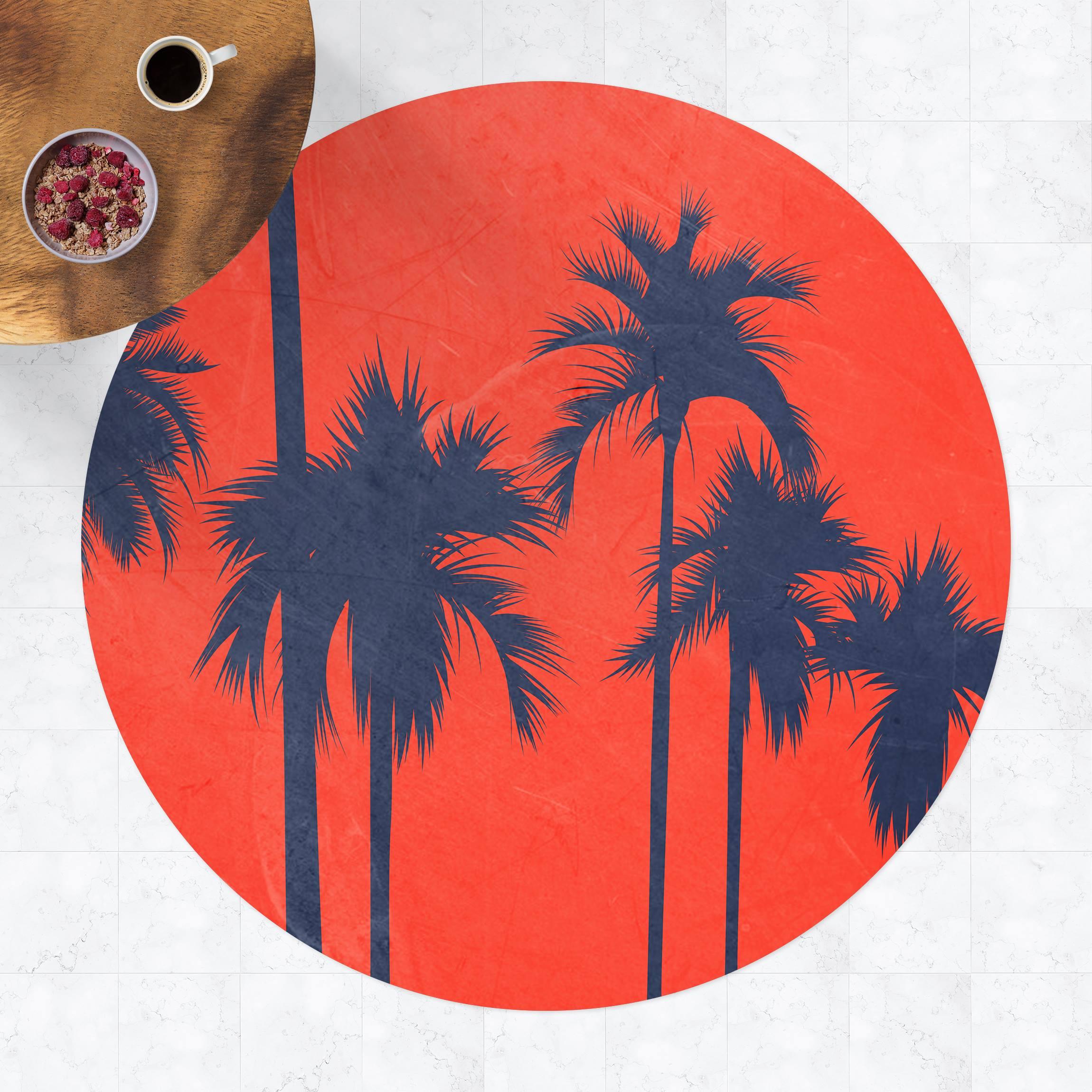 Runder Vinyl-Teppich Palme Cote d´Azur
