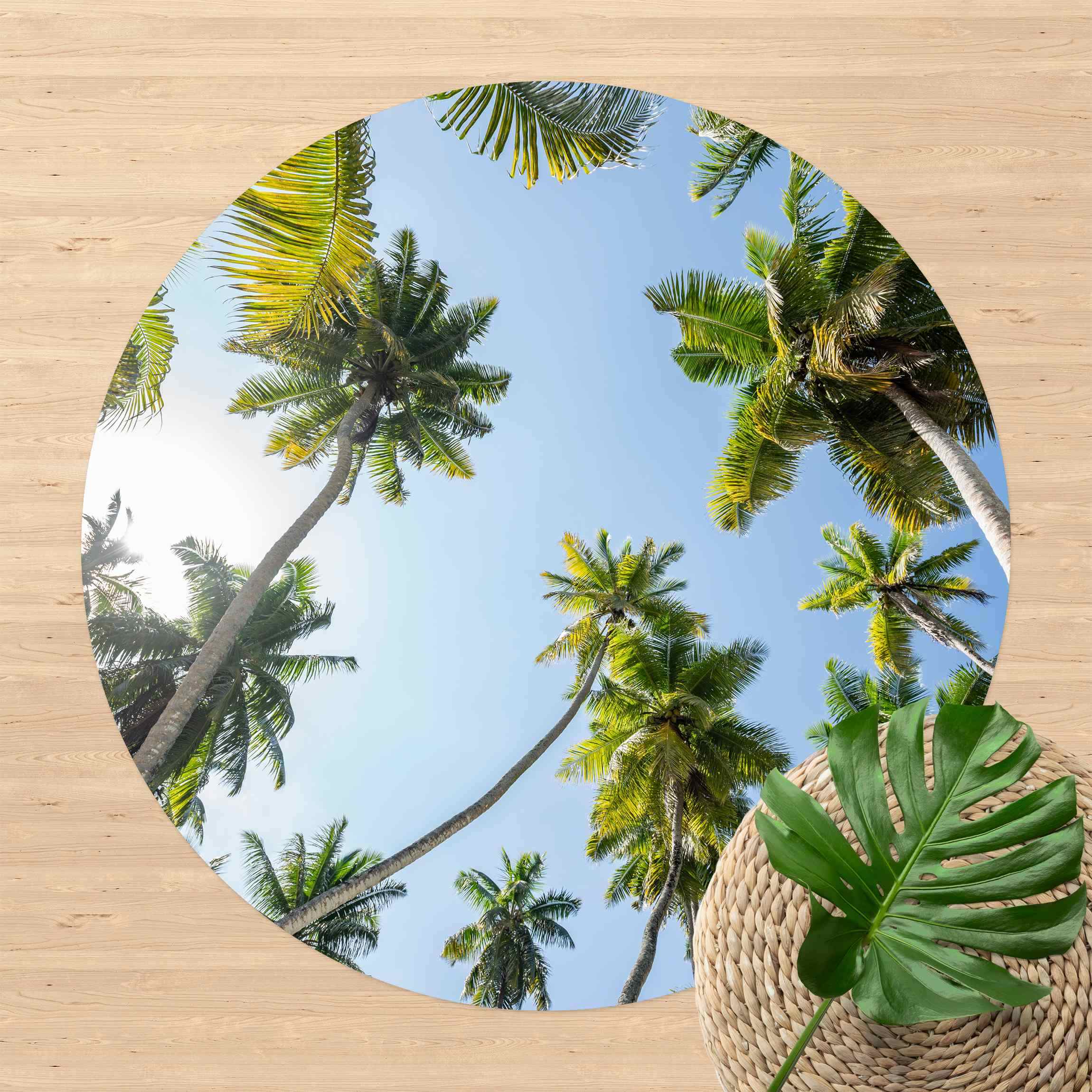 Runder Vinyl-Teppich Palmen Himmel