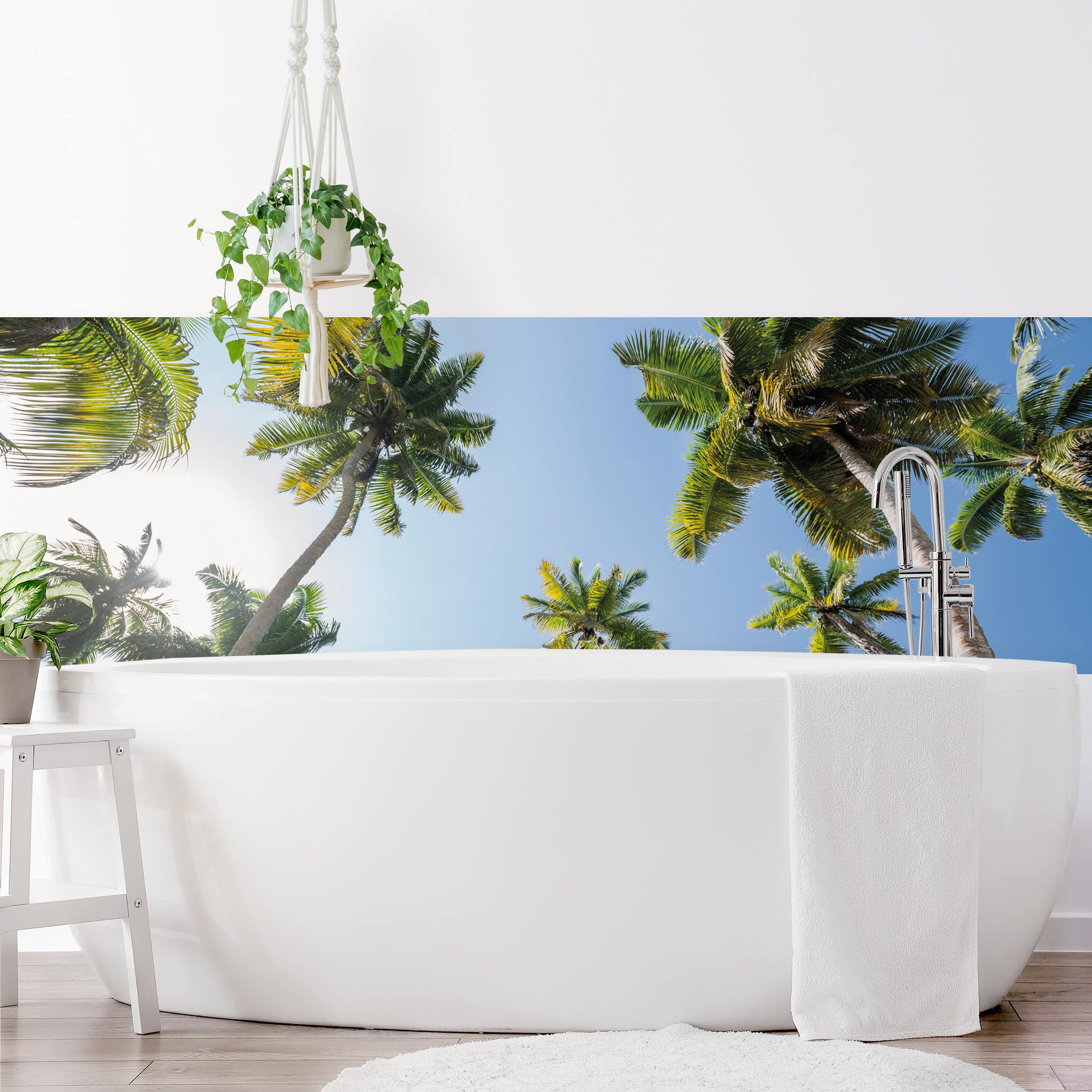 Wandverkleidung Bad Palmen Himmel