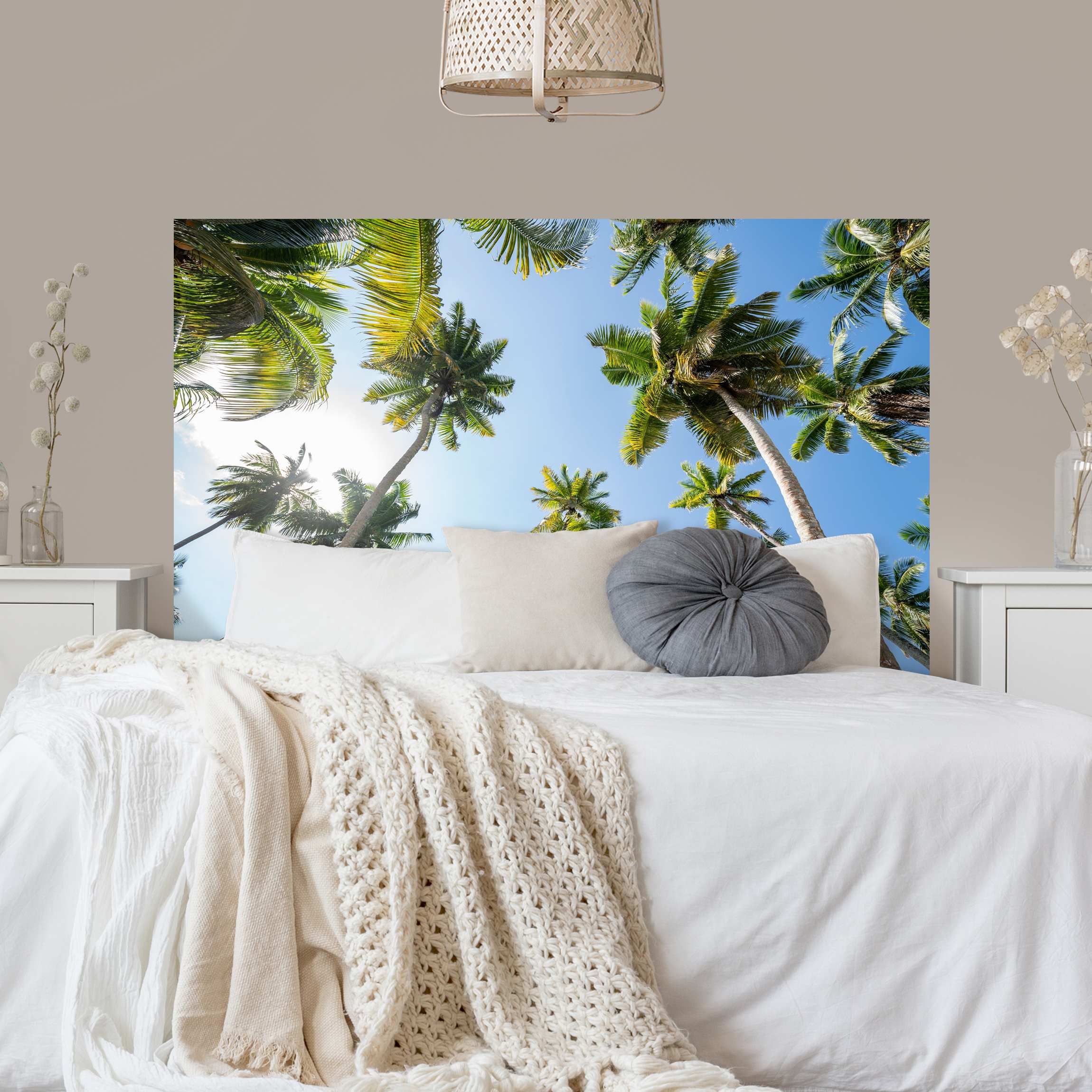 Kopfteil Bett Palmen Himmel