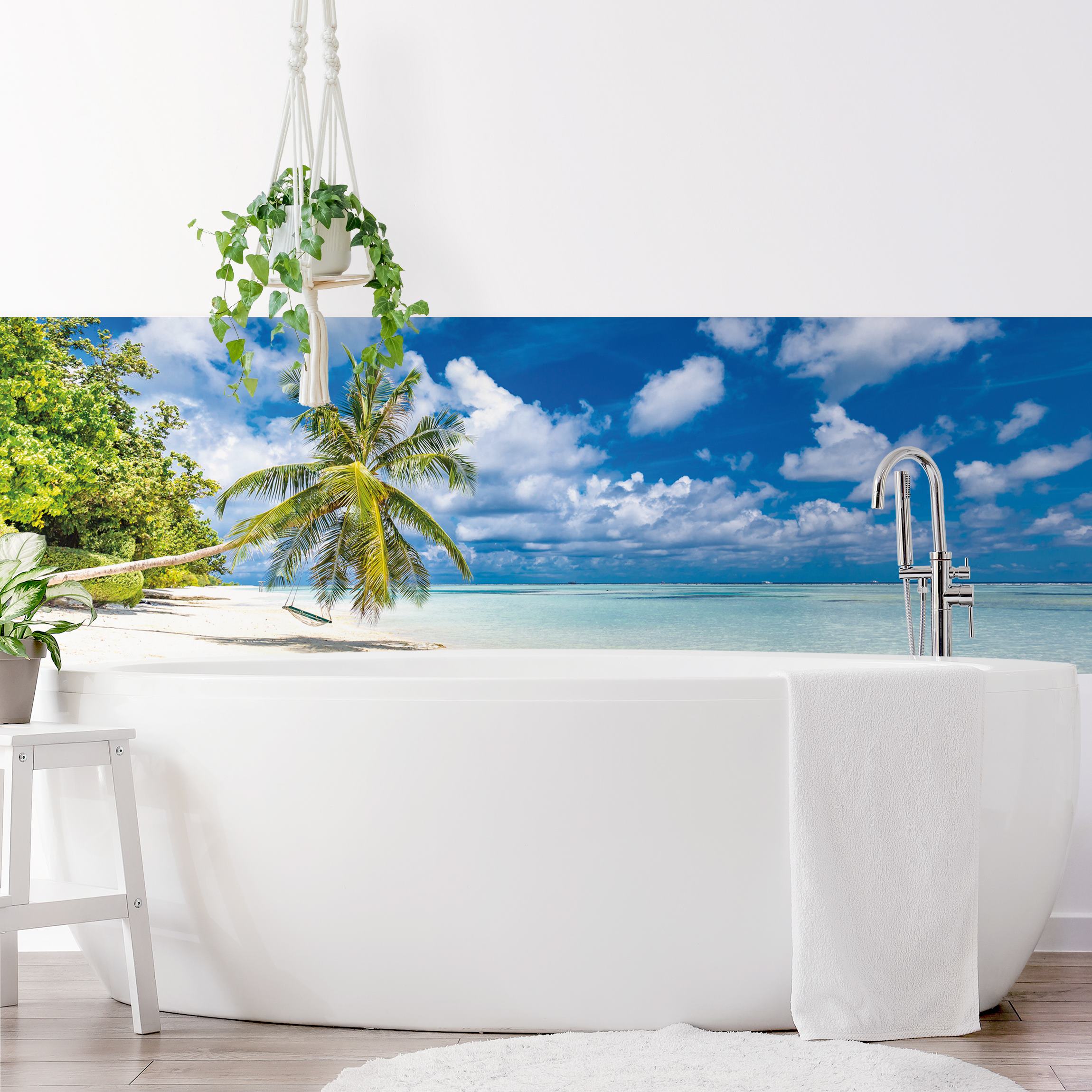 Wandverkleidung Bad Palmenschaukel am Strand