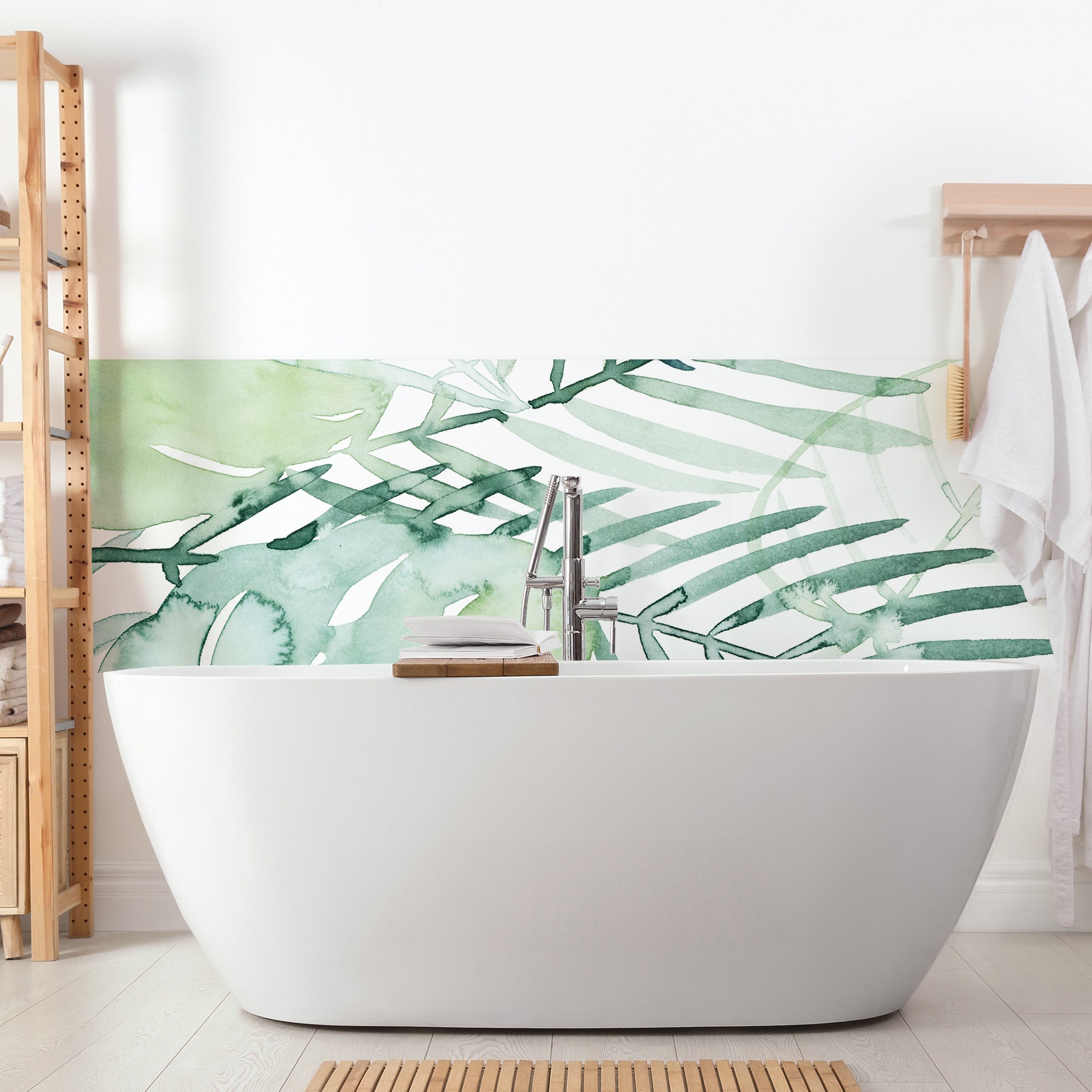 Wandverkleidung Bad Palmwedel in Wasserfarbe I