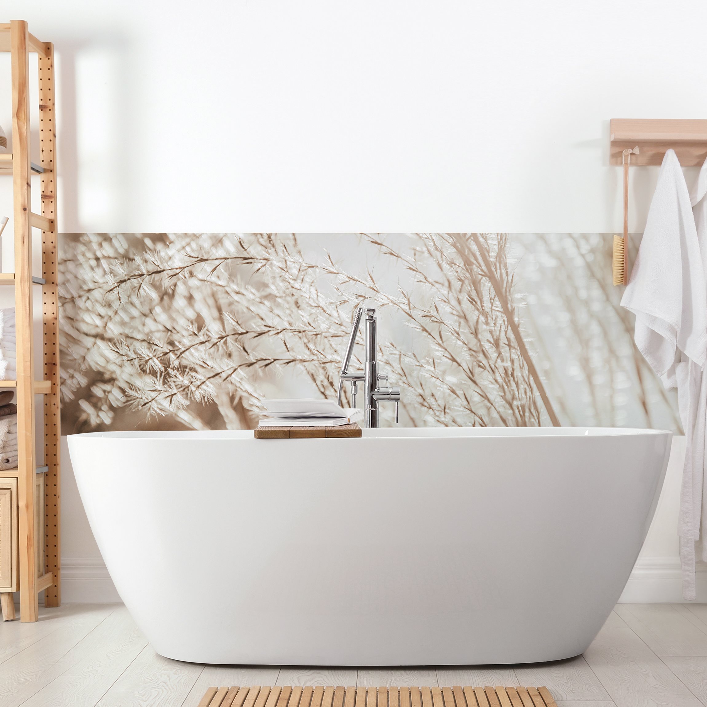 Wandverkleidung Bad Pampasgras Close Up