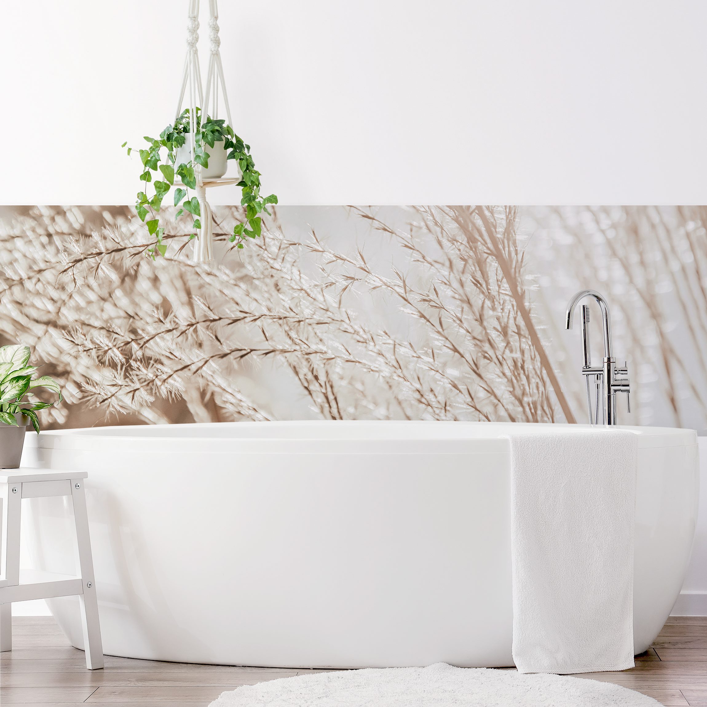 Wandverkleidung Bad Pampasgras Close Up