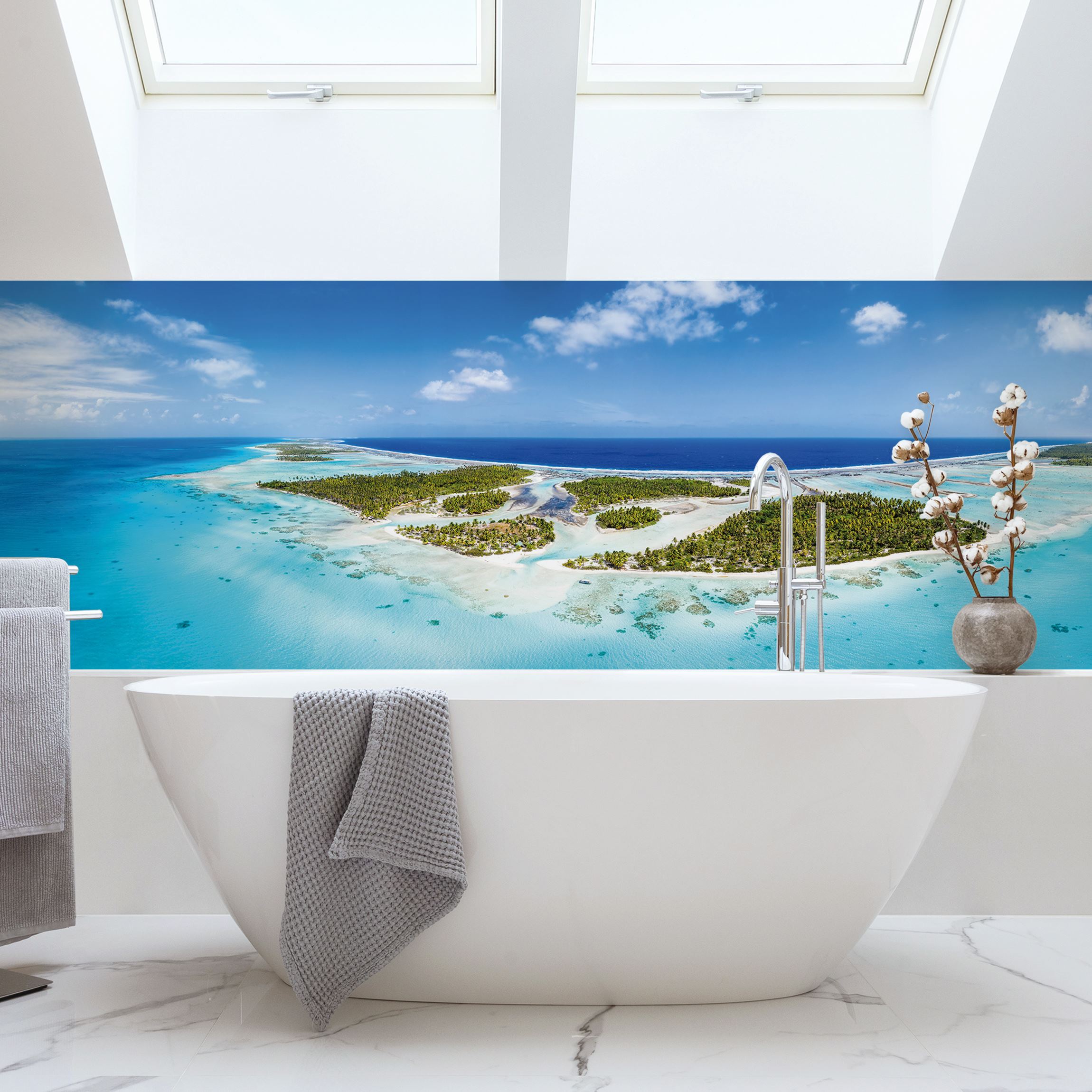 Wandverkleidung Bad Paradies auf Erden