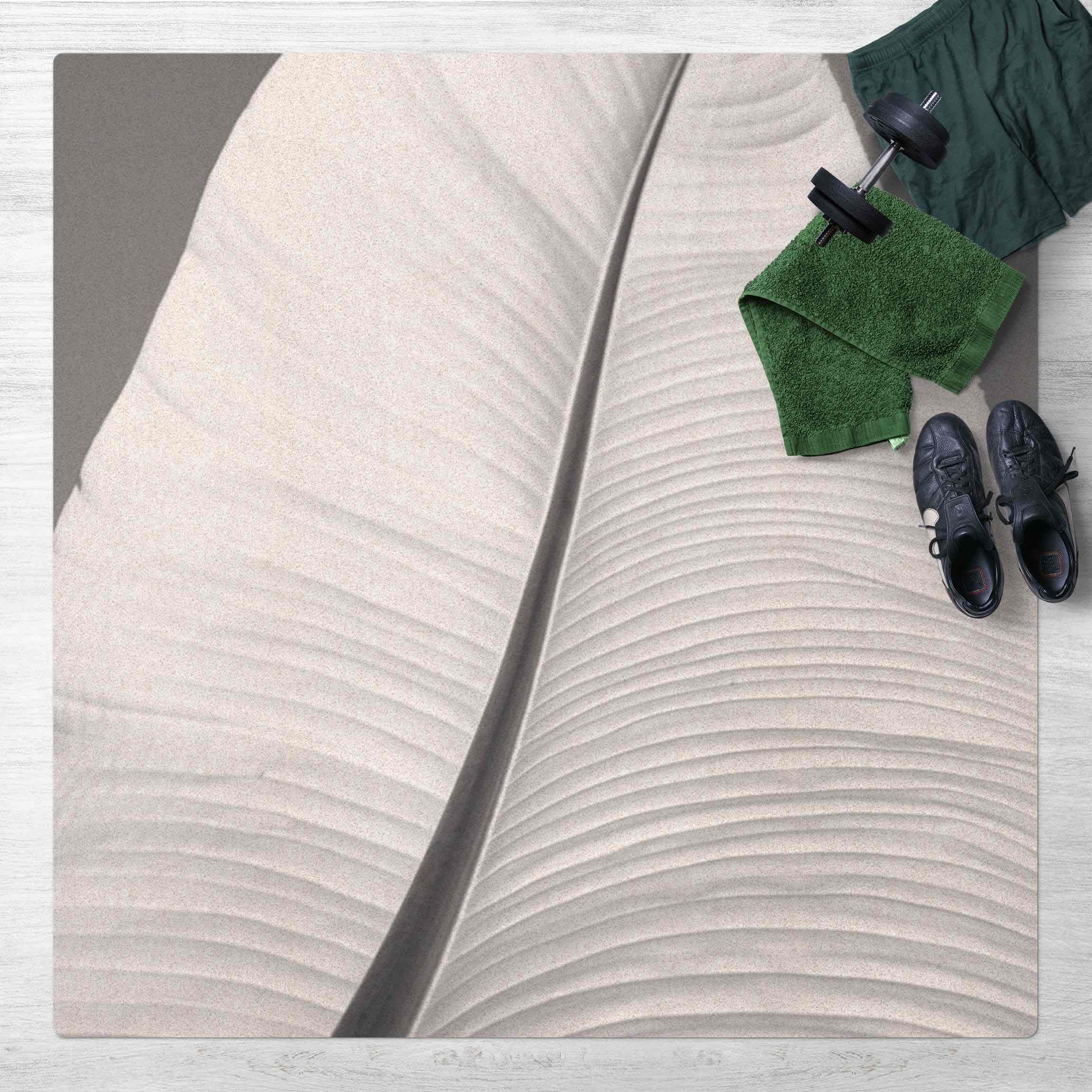 Kork-Teppich Paradiesisches Detail Schwarz Weiß