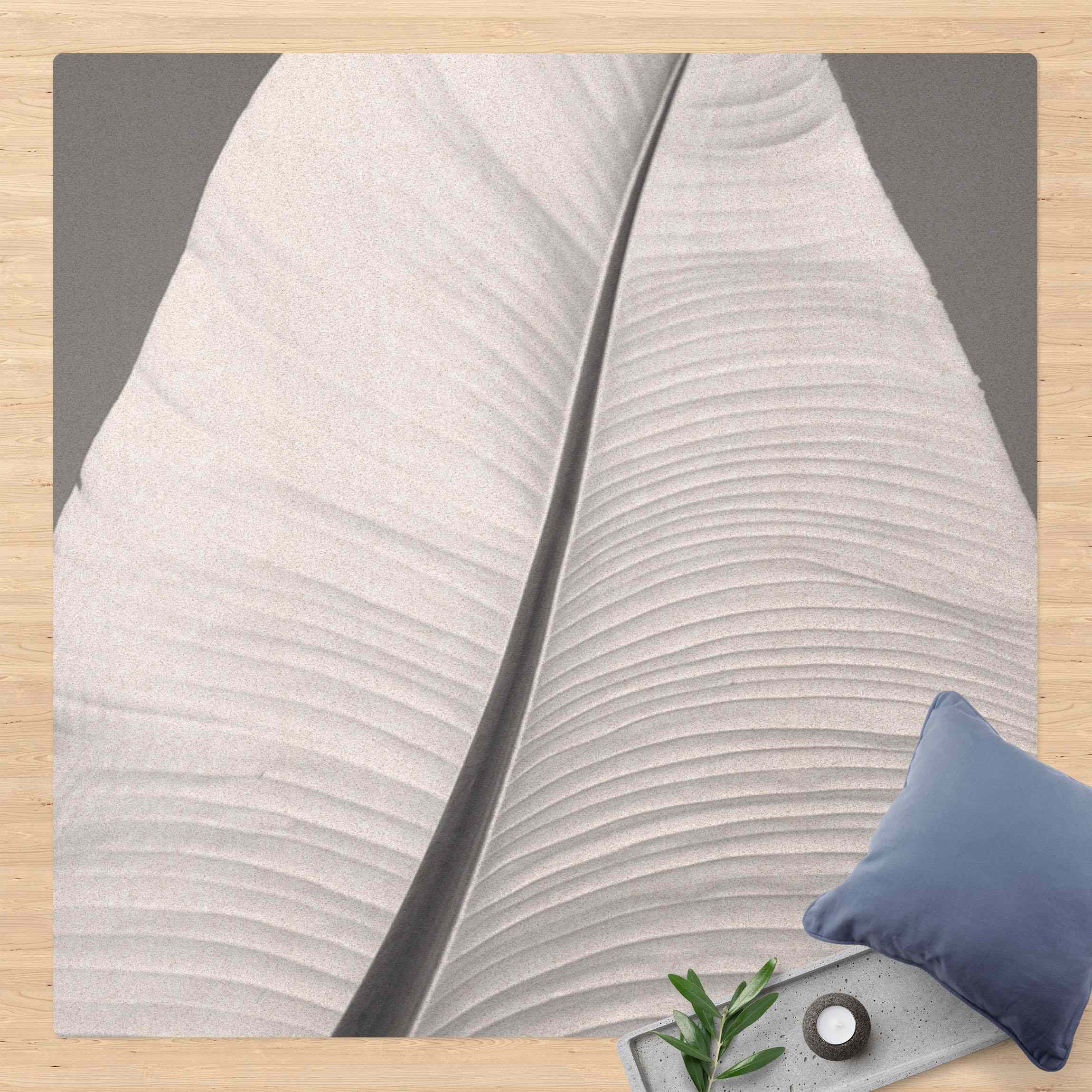 Kork-Teppich Paradiesisches Detail Schwarz Weiß