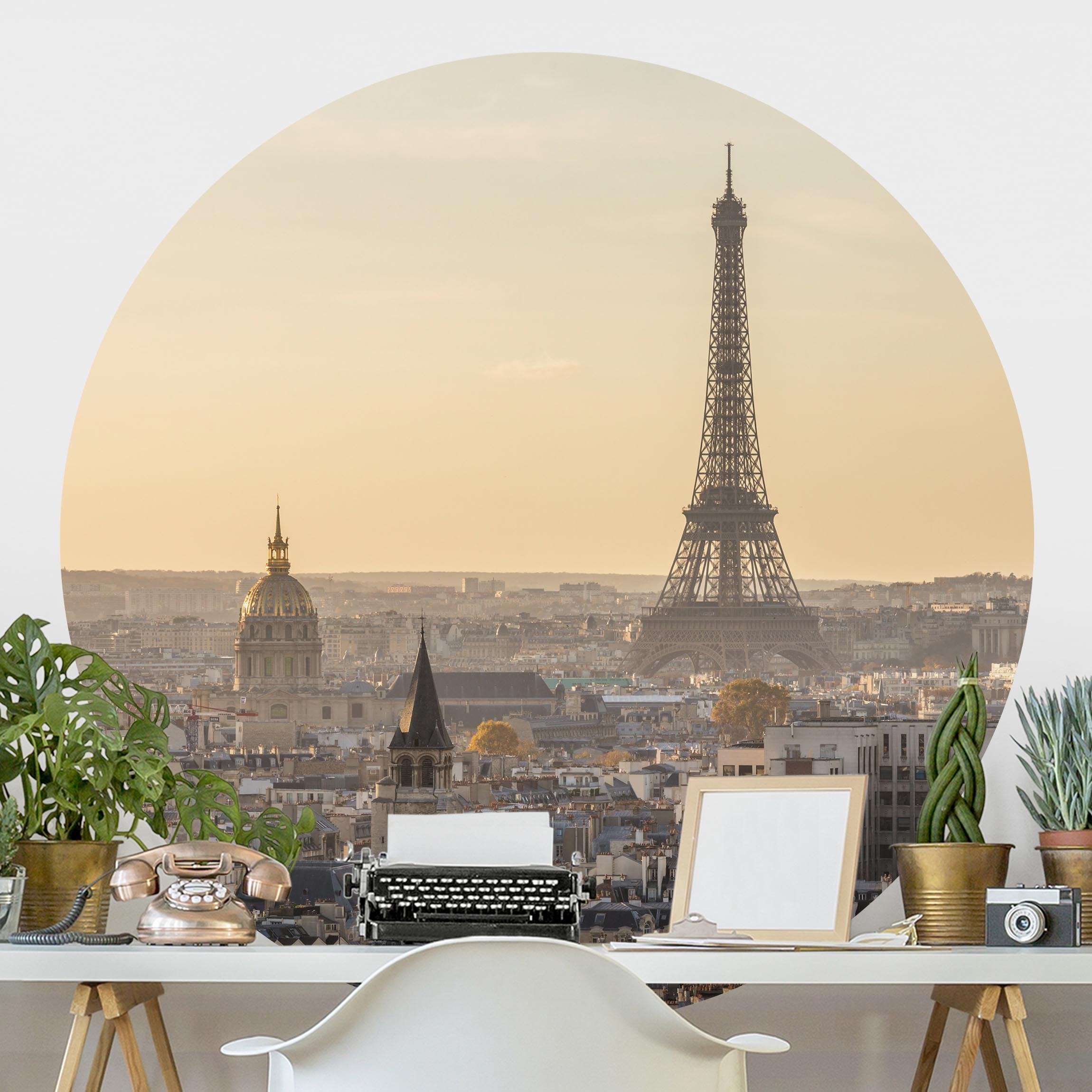 Runde Tapete selbstklebend Paris im Morgengrauen