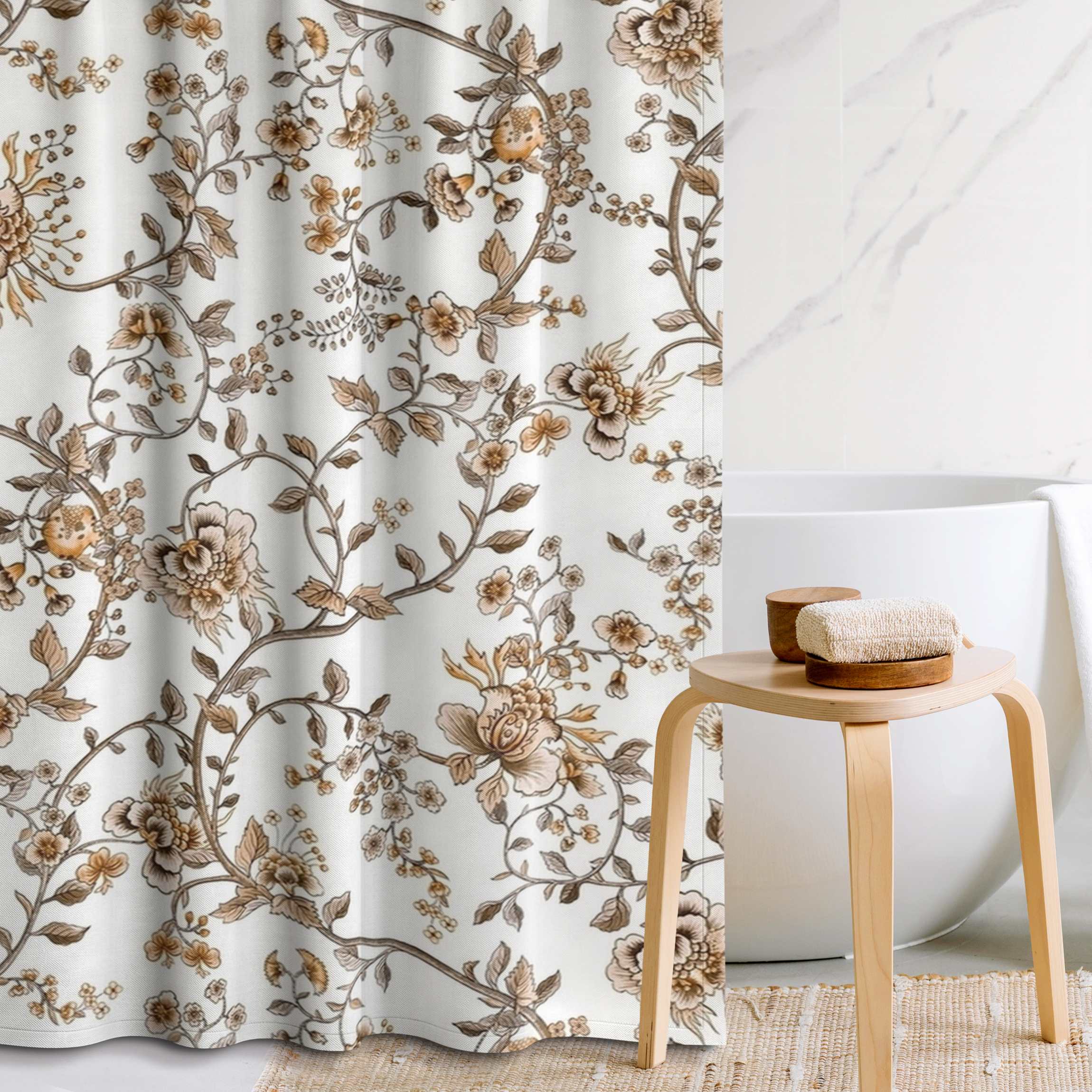 Duschvorhang Pastell Blumenranken getrocknet