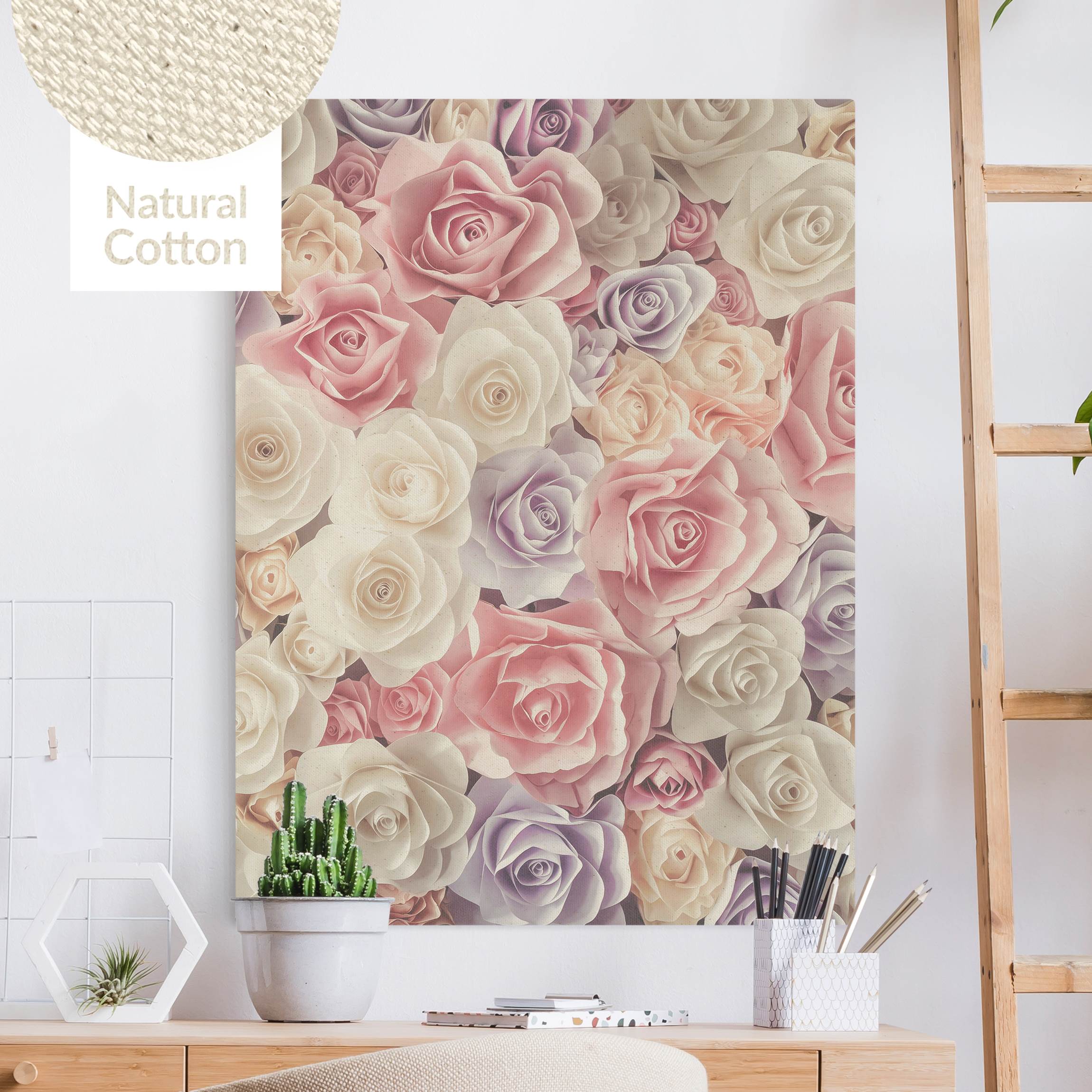 Leinwandbild auf Canvas Natural Pastell Paper Art Rosen