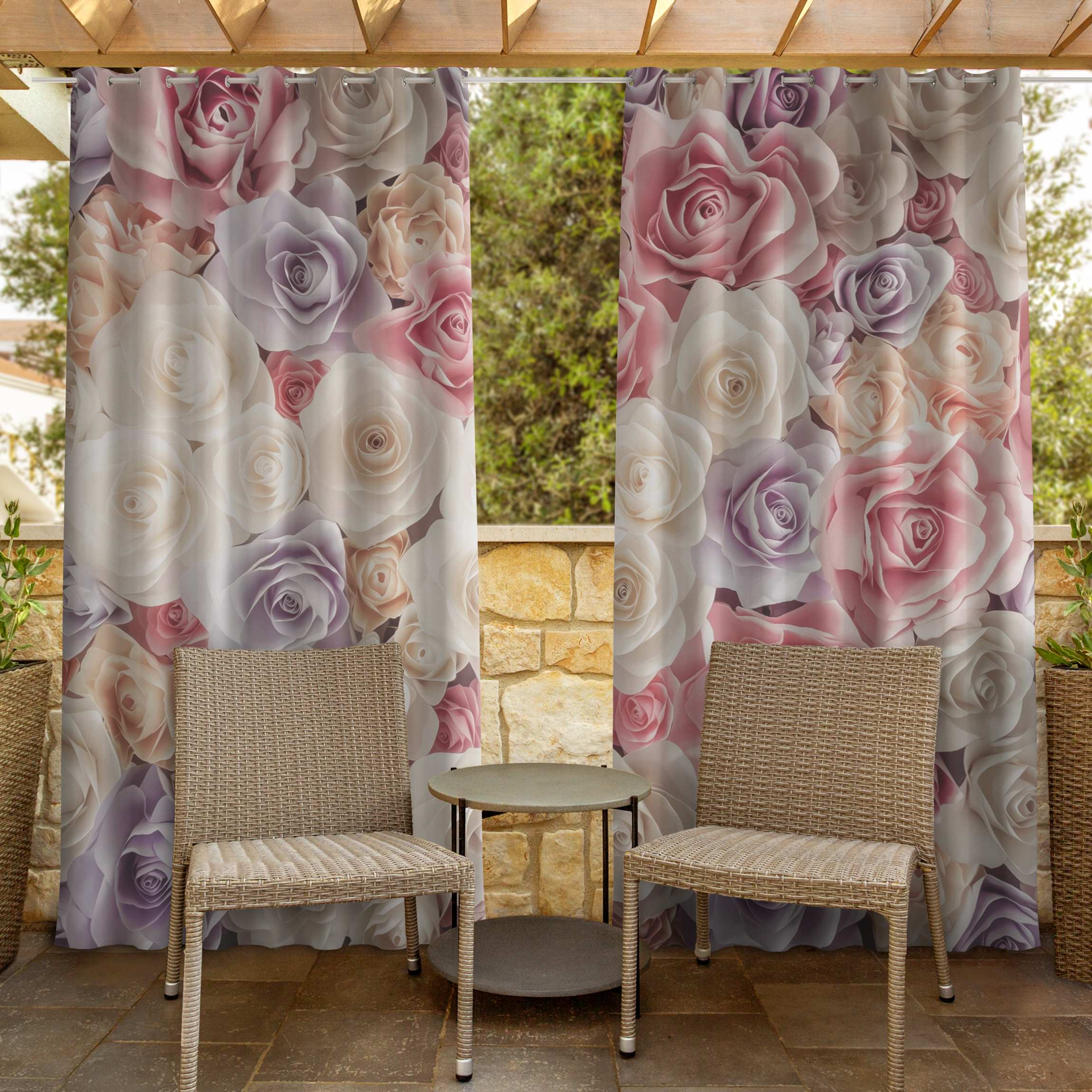 Outdoorvorhang Pastell Paper Art Rosen
