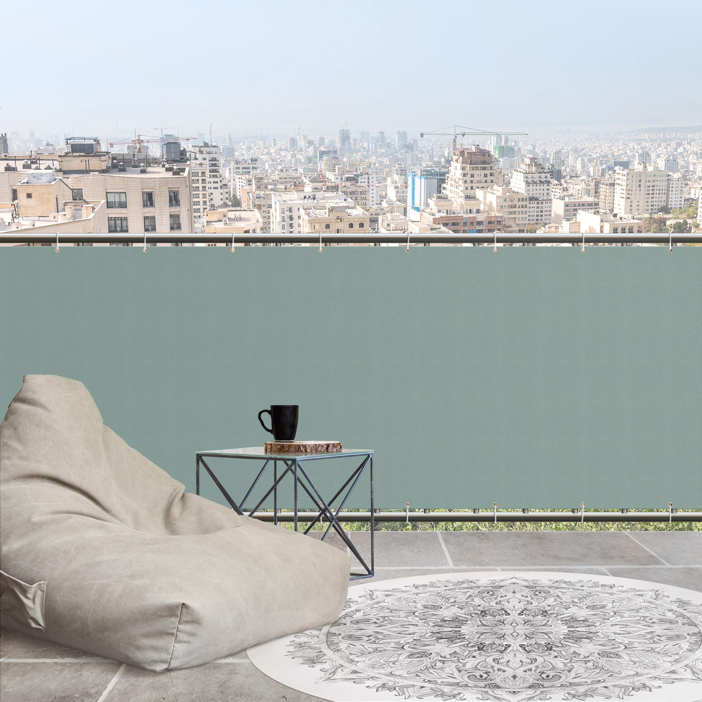 Balkon Sichtschutz Pastell Petrol