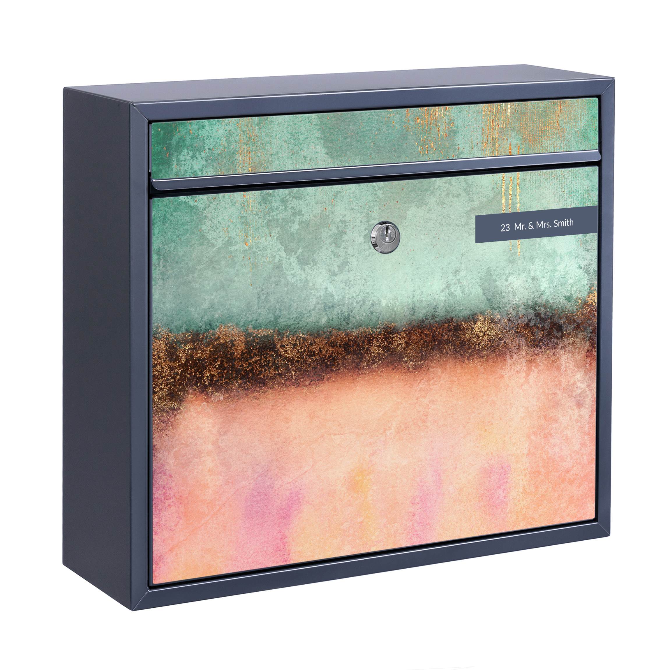 Briefkasten mit eigenem Text Pastell Sommer mit Gold