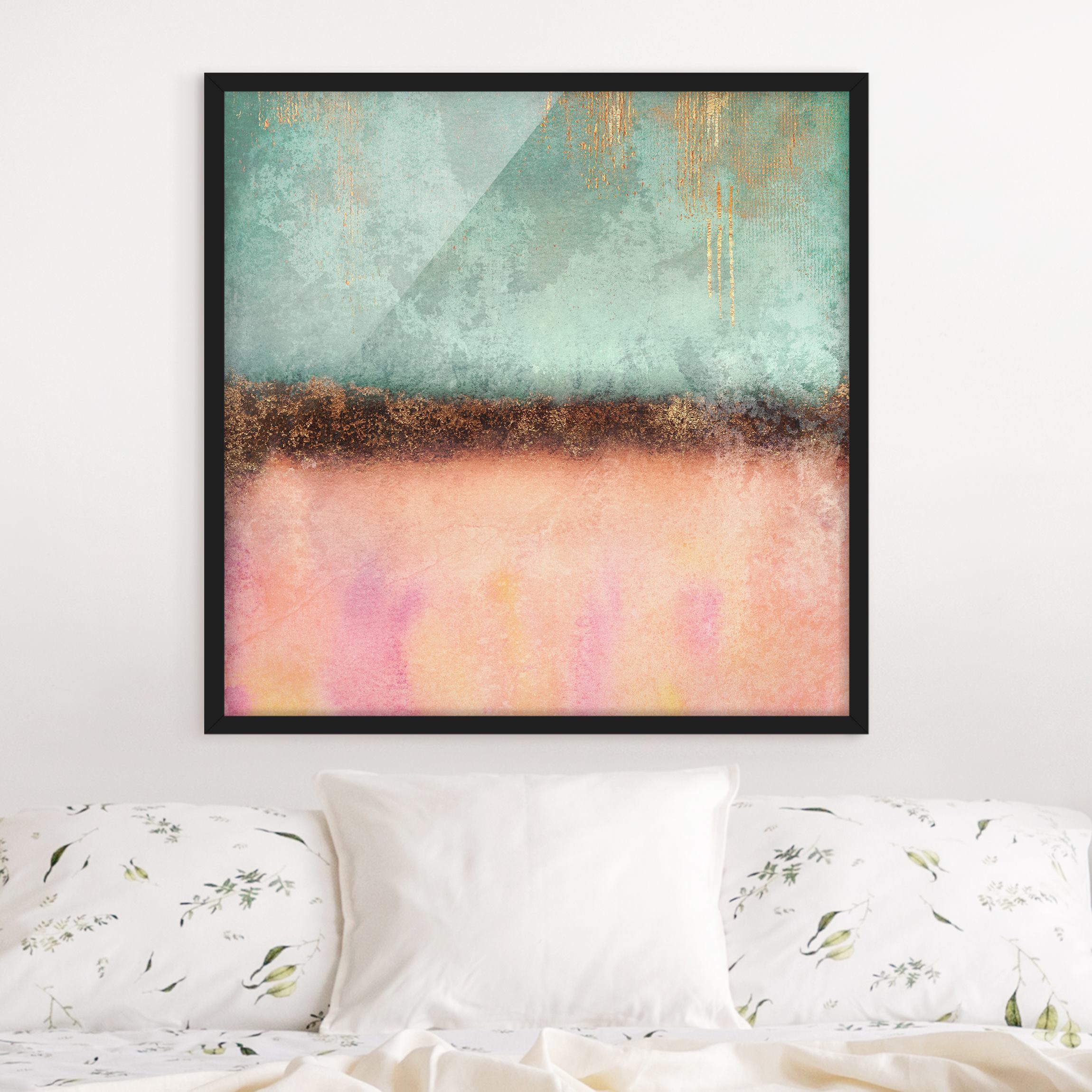 Bild mit Rahmen Pastell Sommer mit Gold