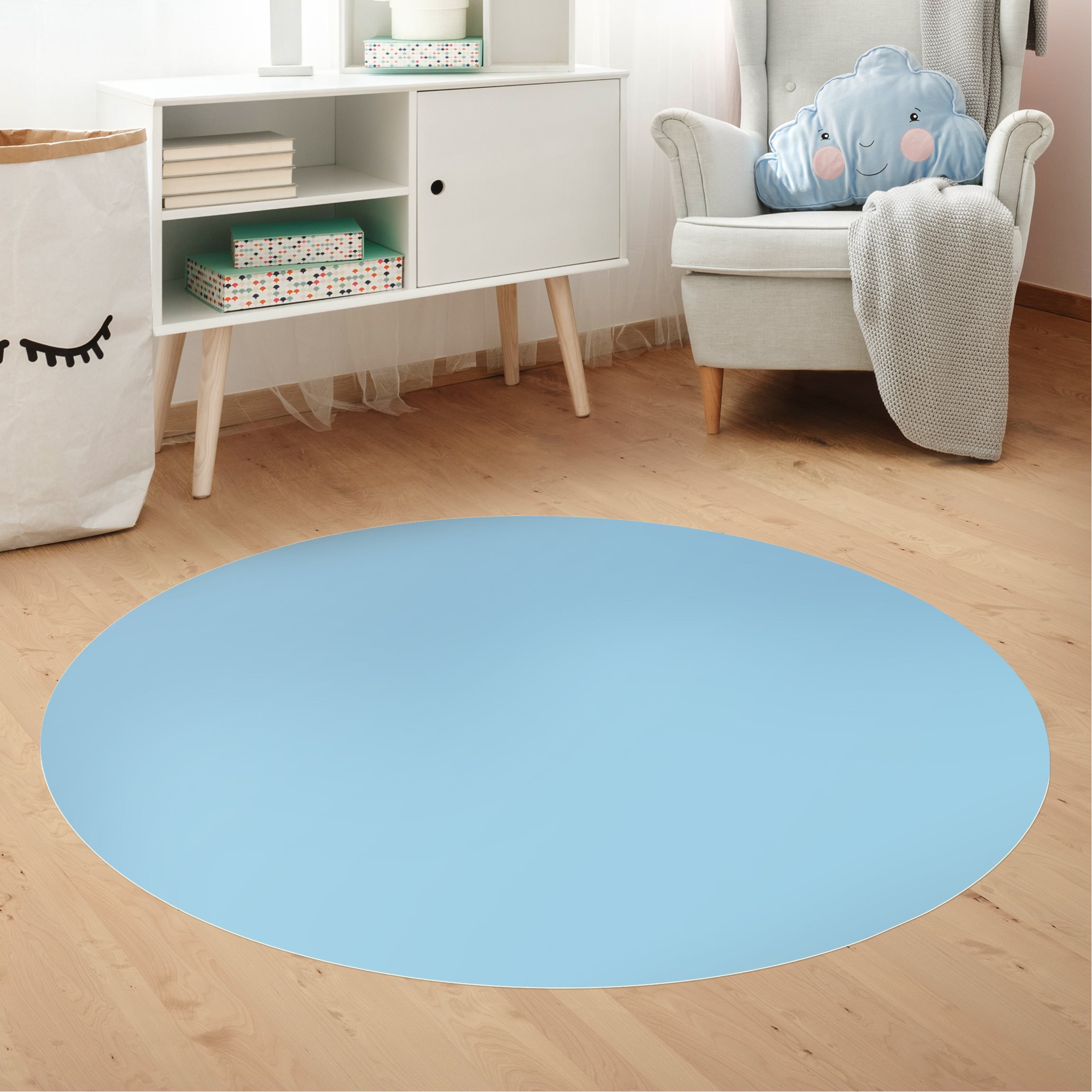 Runder Vinyl-Teppich Pastellblau