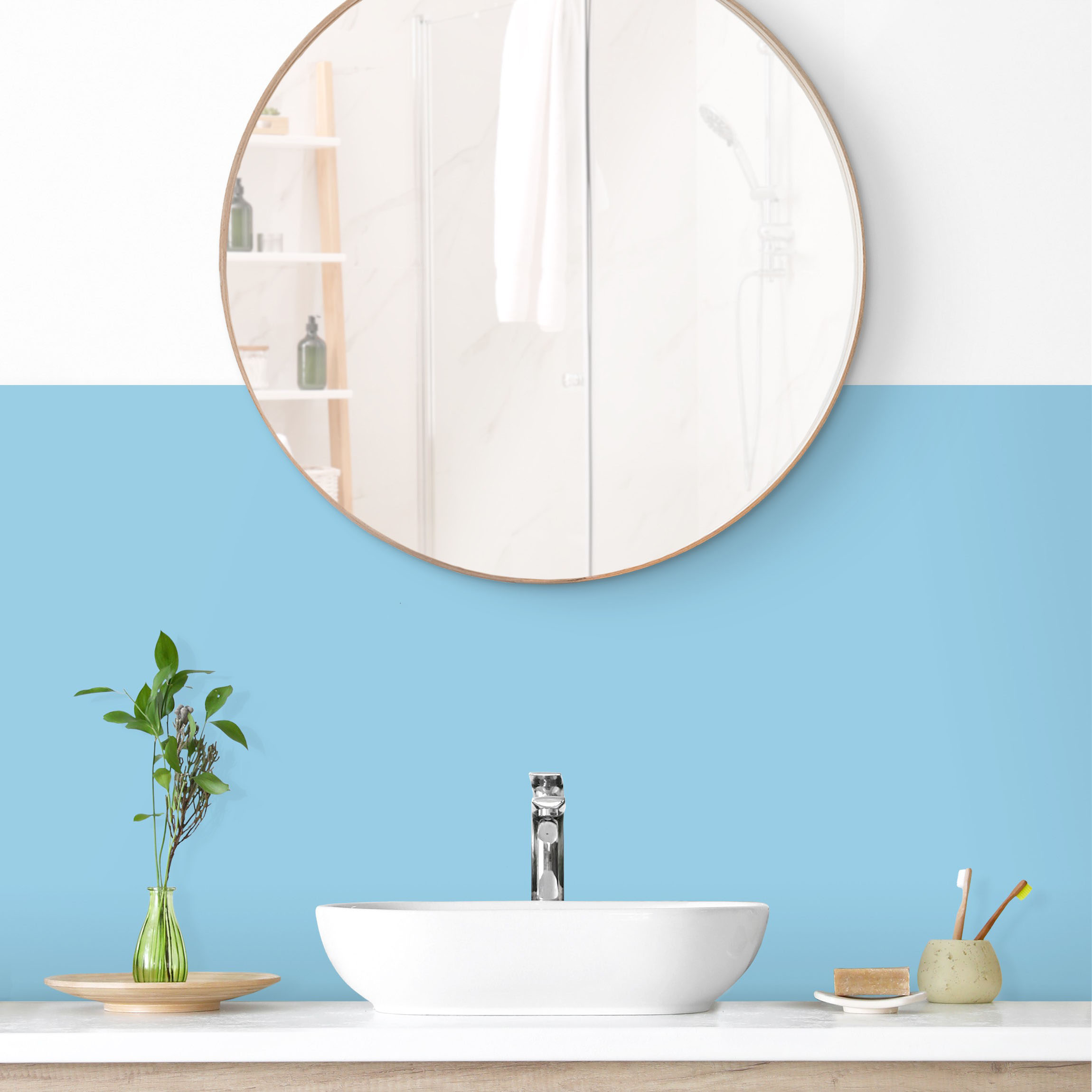 Wandverkleidung Bad Pastellblau