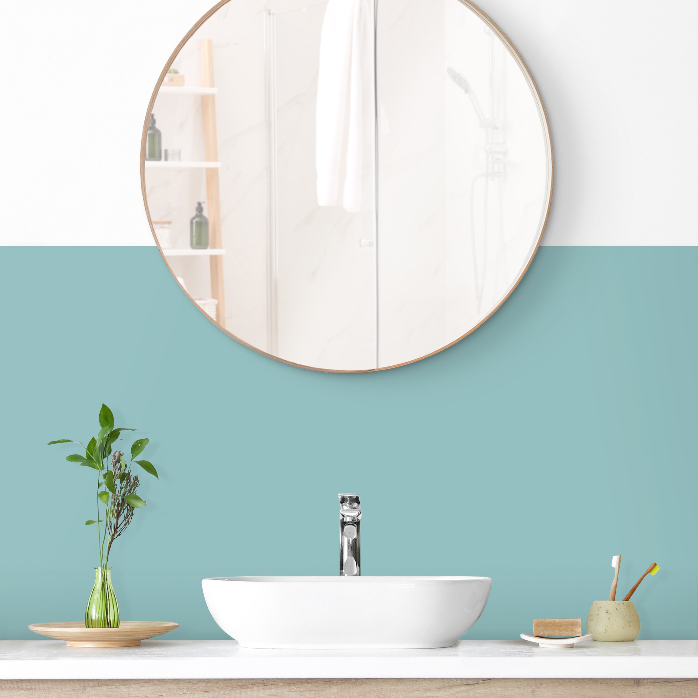 Wandverkleidung Bad Pastelltürkis