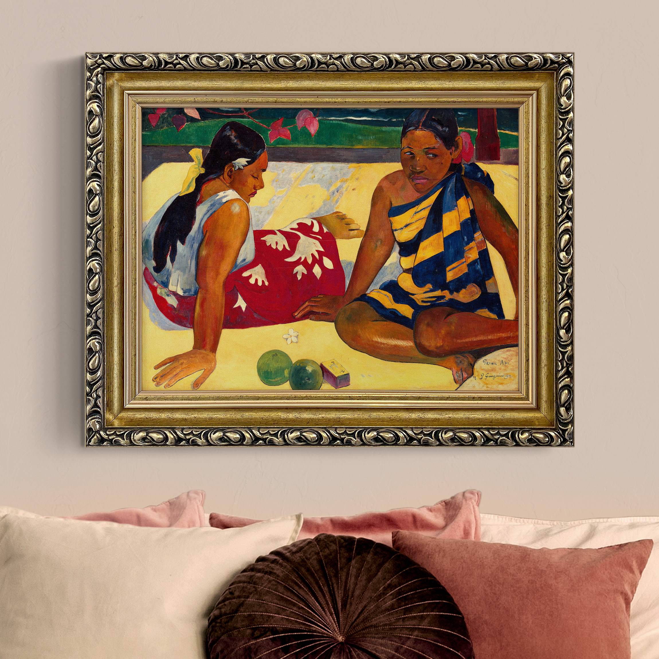 Leinwandbild in Barockrahmen Paul Gauguin - Frauen von Tahiti