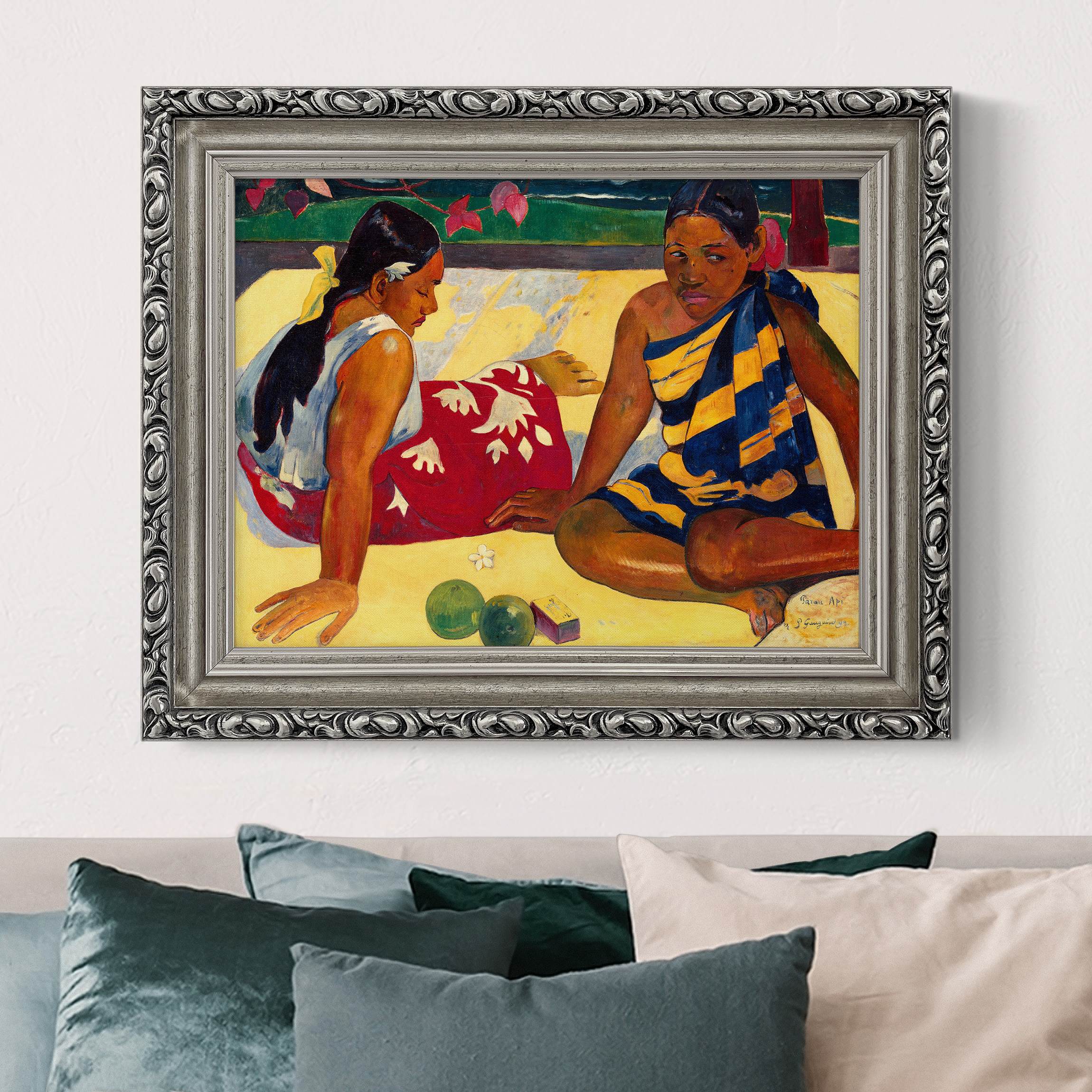 Leinwandbild mit Barockrahmen Paul Gauguin - Frauen von Tahiti
