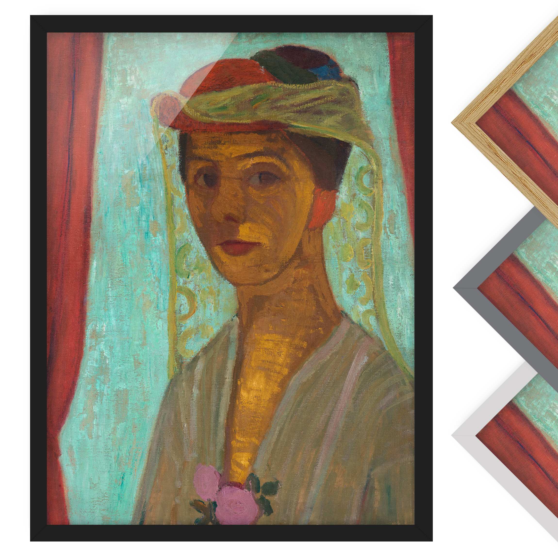 Bild mit Rahmen - Hochformat Paula Modersohn-Becker - Selbstbildnis mit Hut