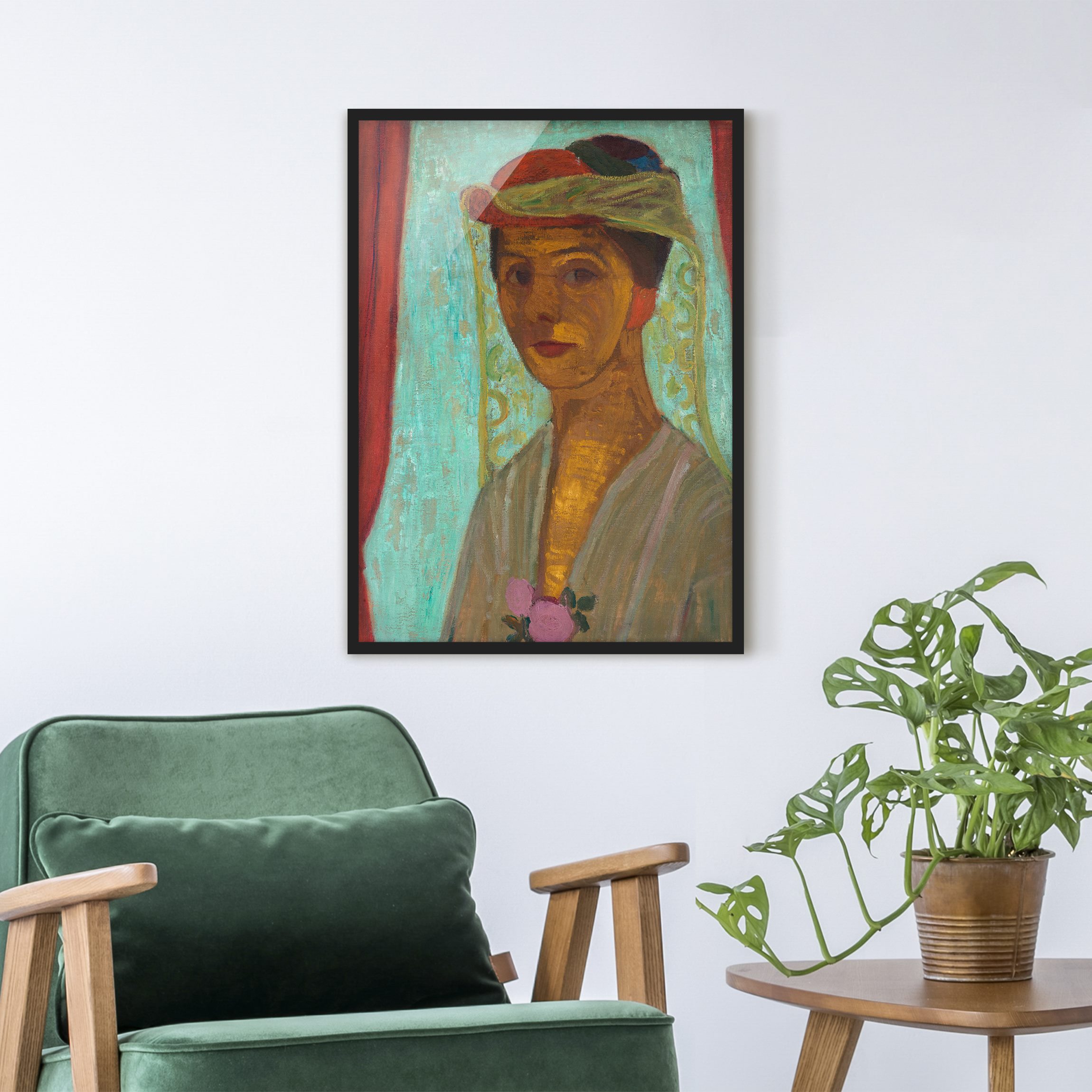 Bild mit Rahmen - Hochformat Paula Modersohn-Becker - Selbstbildnis mit Hut