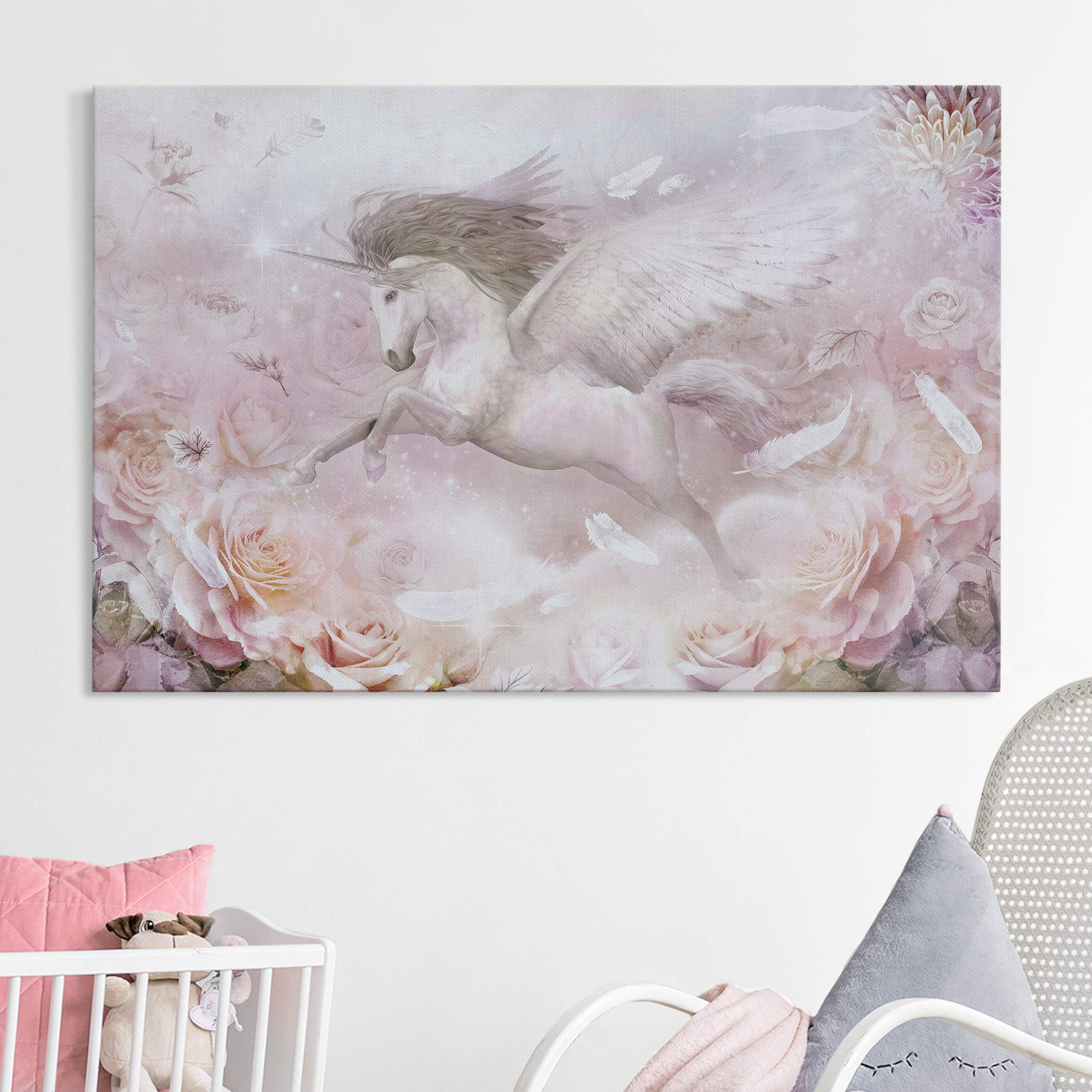 Akustikbild Pegasus Einhorn mit Rosen