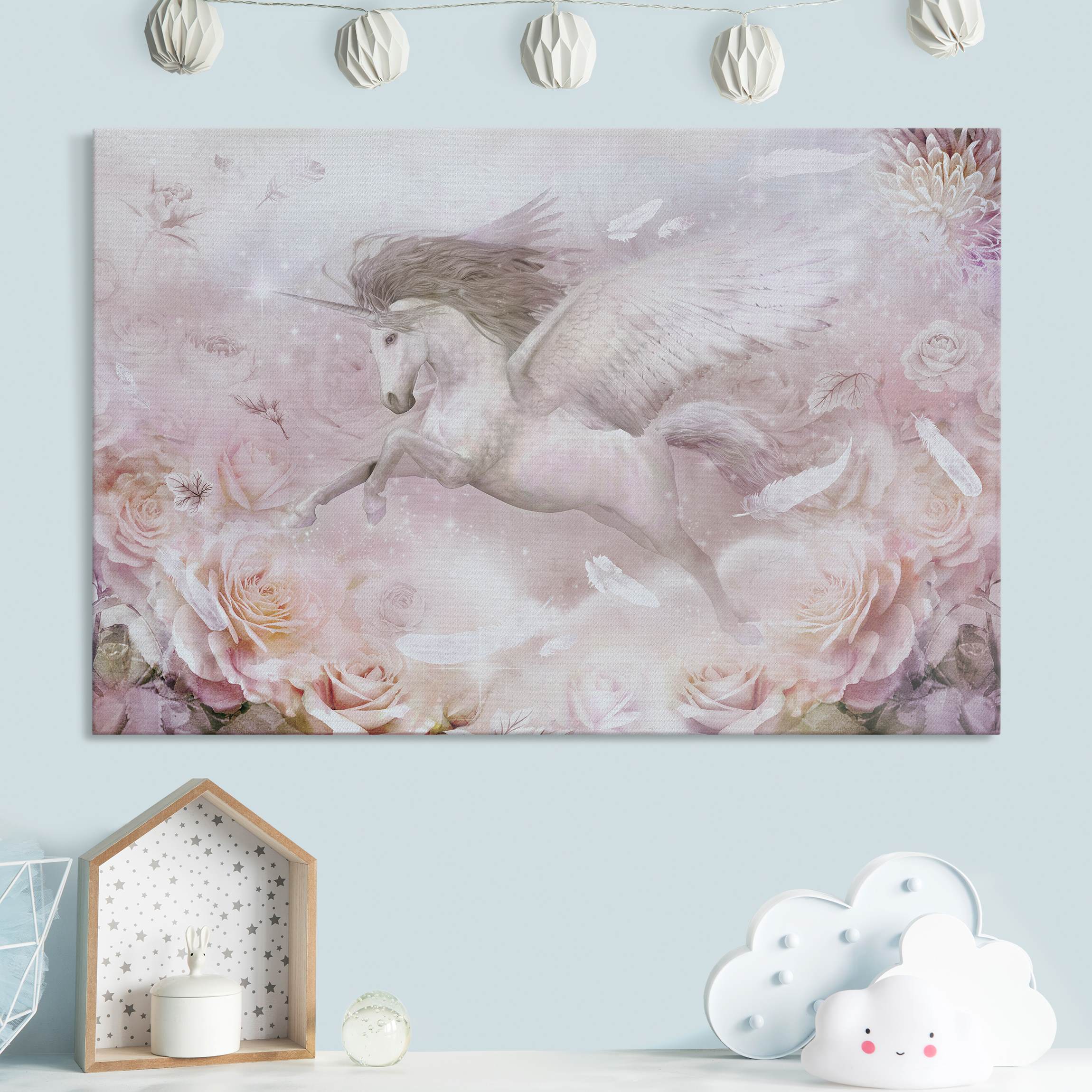 Akustikbild Pegasus Einhorn mit Rosen